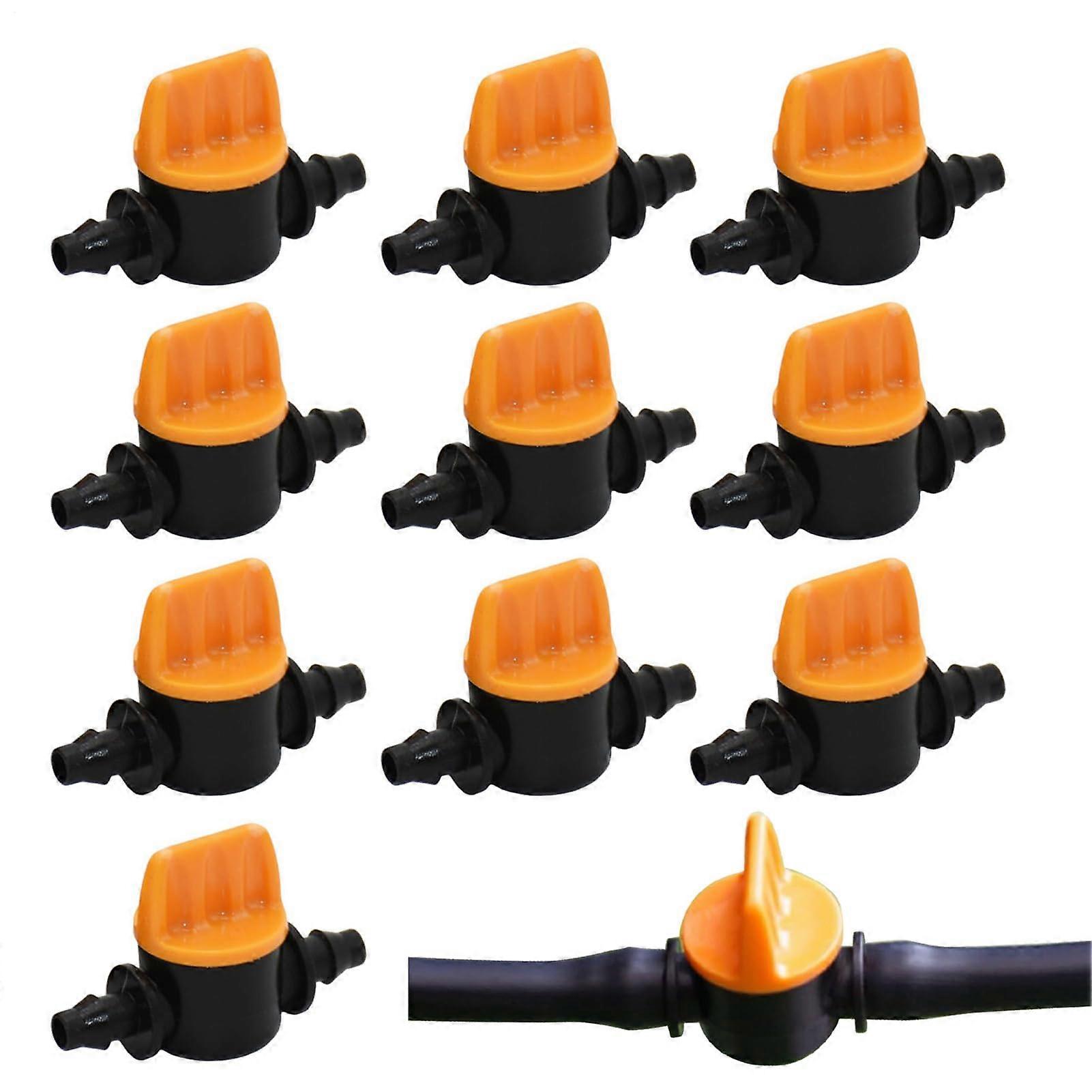 Drip Irrigation System with Adjustable Flow 10x Shut Off Valves and Anti Drop Water Control Parts for Garden and Greenhouse