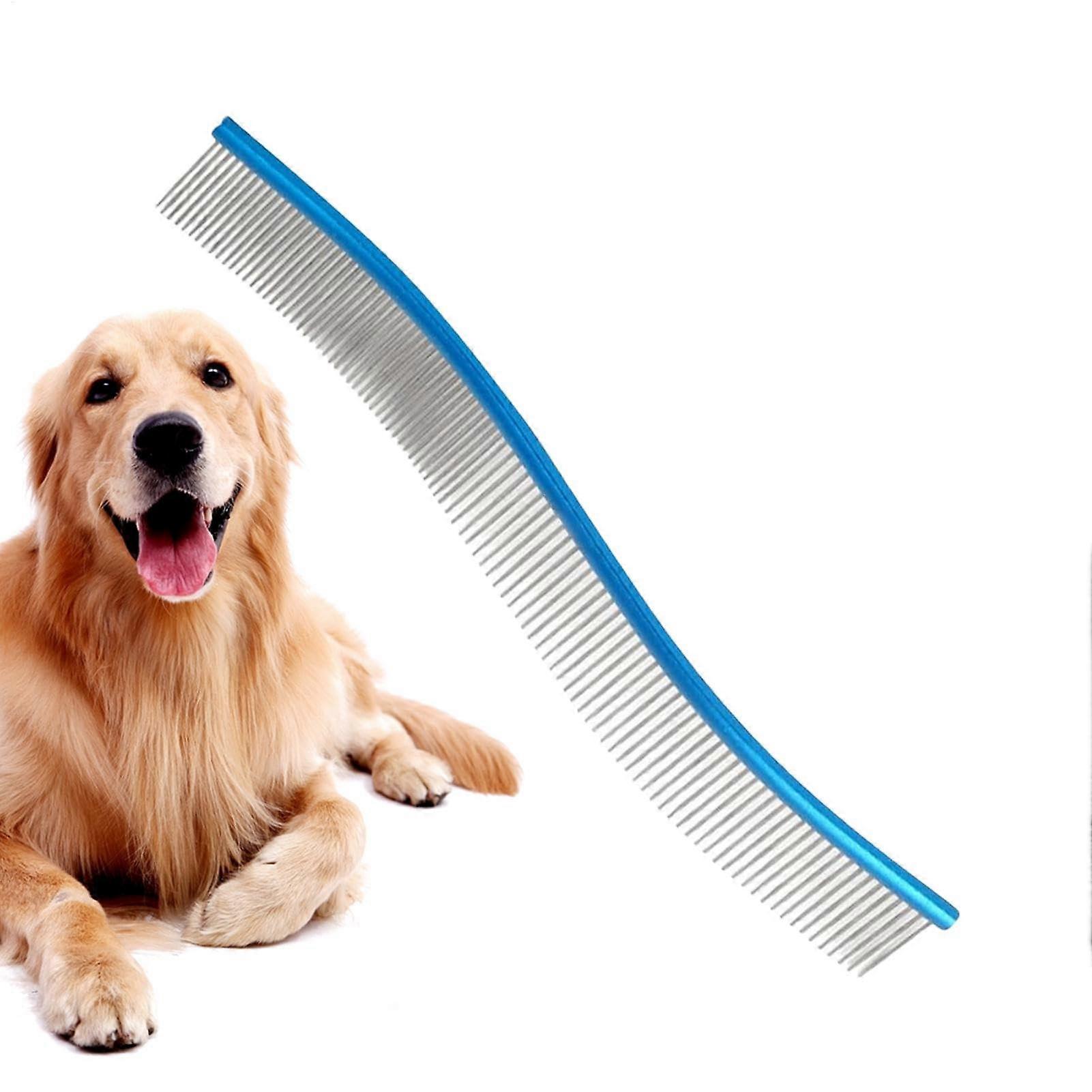 Dog Comb, Pet Grooming Comb, Hair Removal Combs, Curved Pet Combs For Grooming To Remove Tangles And Mats (blue)