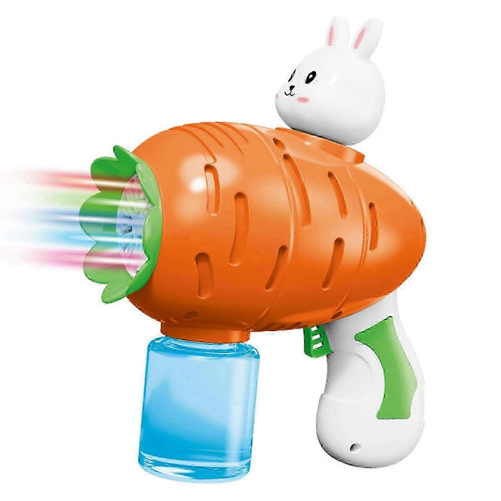 Easter Bubble Gun for Kids with Carrot Rabbit Design and LED Lights Fun Gun