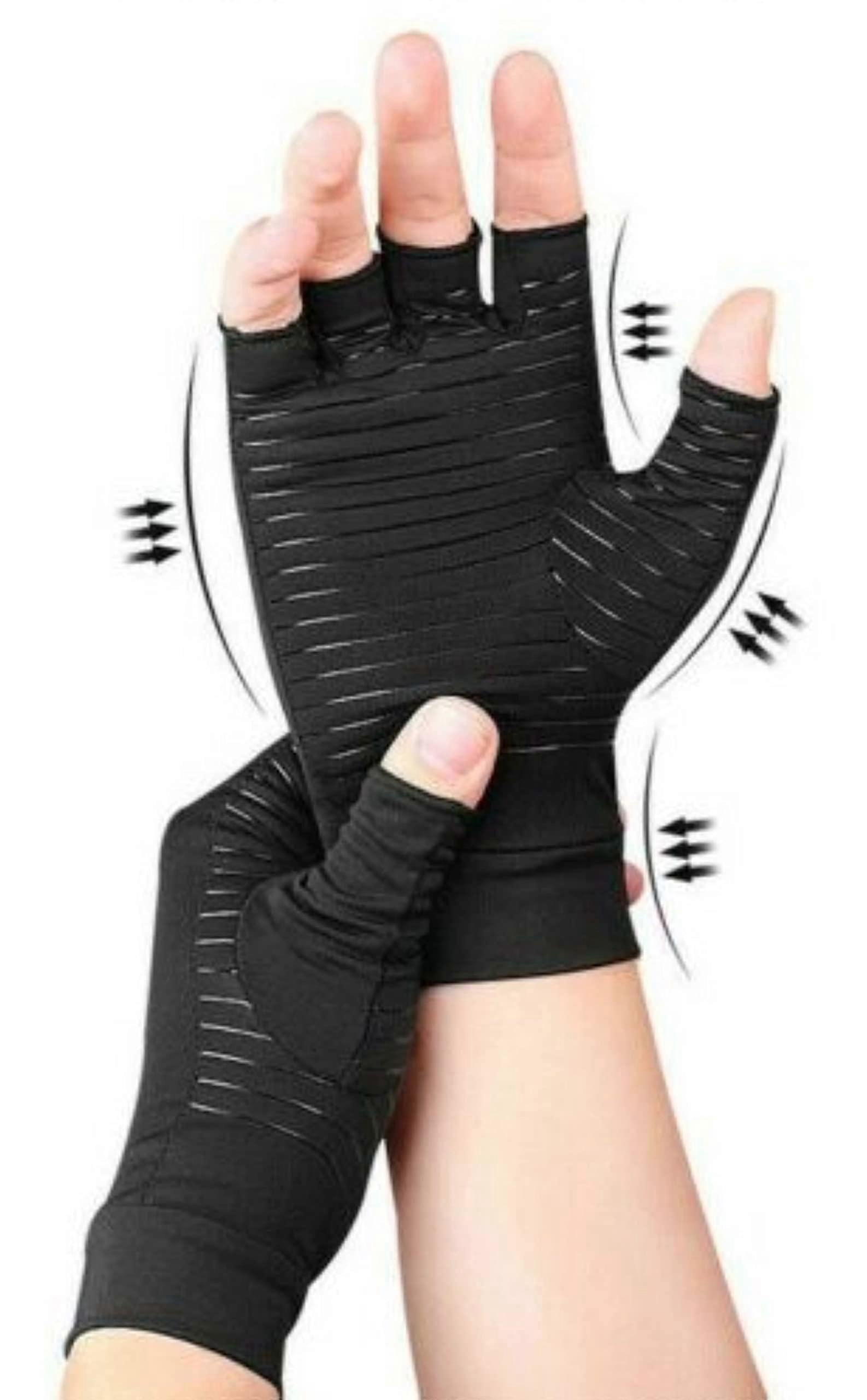 Copper Compression Gloves for Arthritis Relief, Fingerless Design, XL Size, Joint Support for Hand Pain