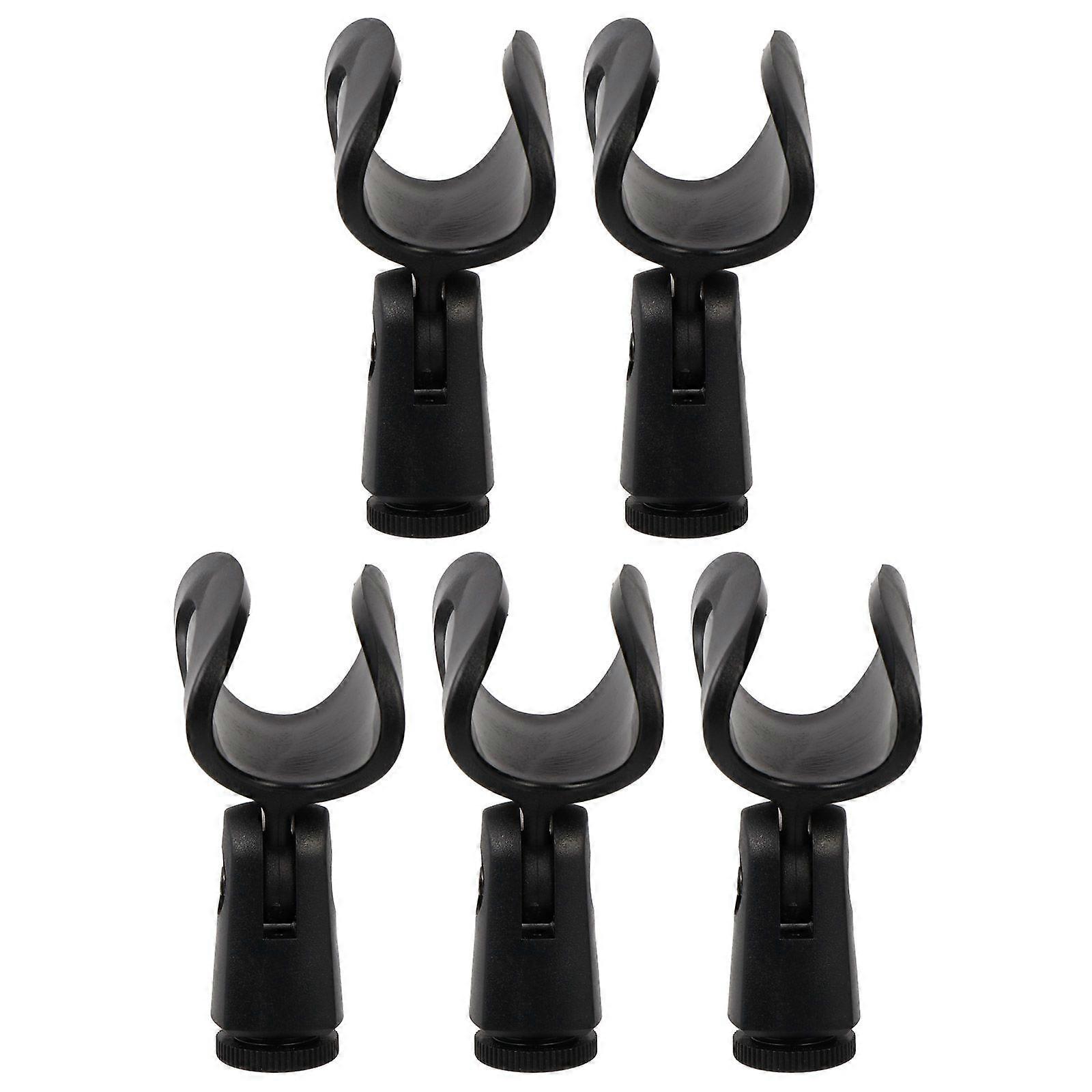 1 Set 5 Pcs Microphone Clips Practical Universal Mic Holders Clips (Black)