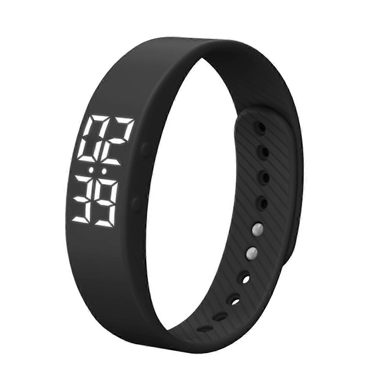 Smart Wristband LED Silicone Fitness Tracker With Pedometer, Adjustable, Ideal For Workouts, Black