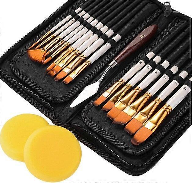18-piece paintbrush set with different sizes and shapes, durable and easy to carry