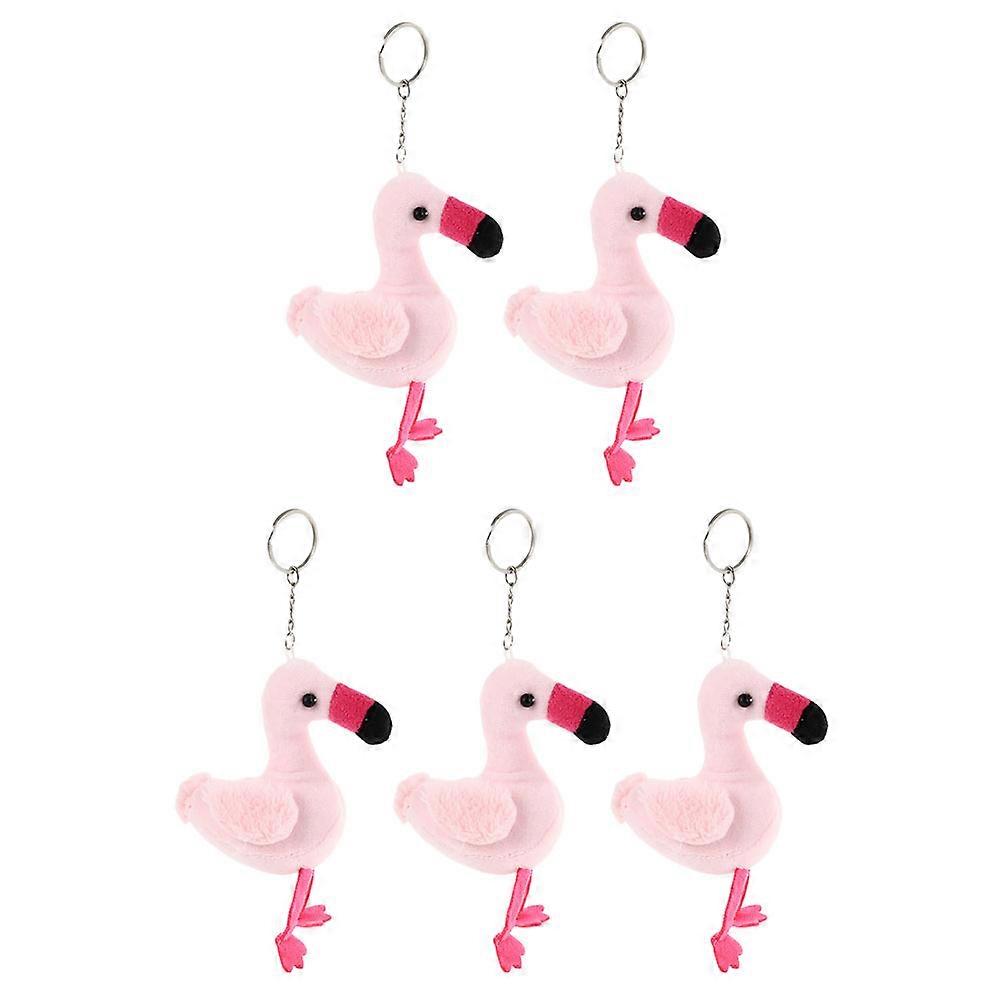Stuffed Animals Keychain Lovely Flamingos Plush Pendants Daily Use Pink 14X10CM Bag Pendant 5Pack