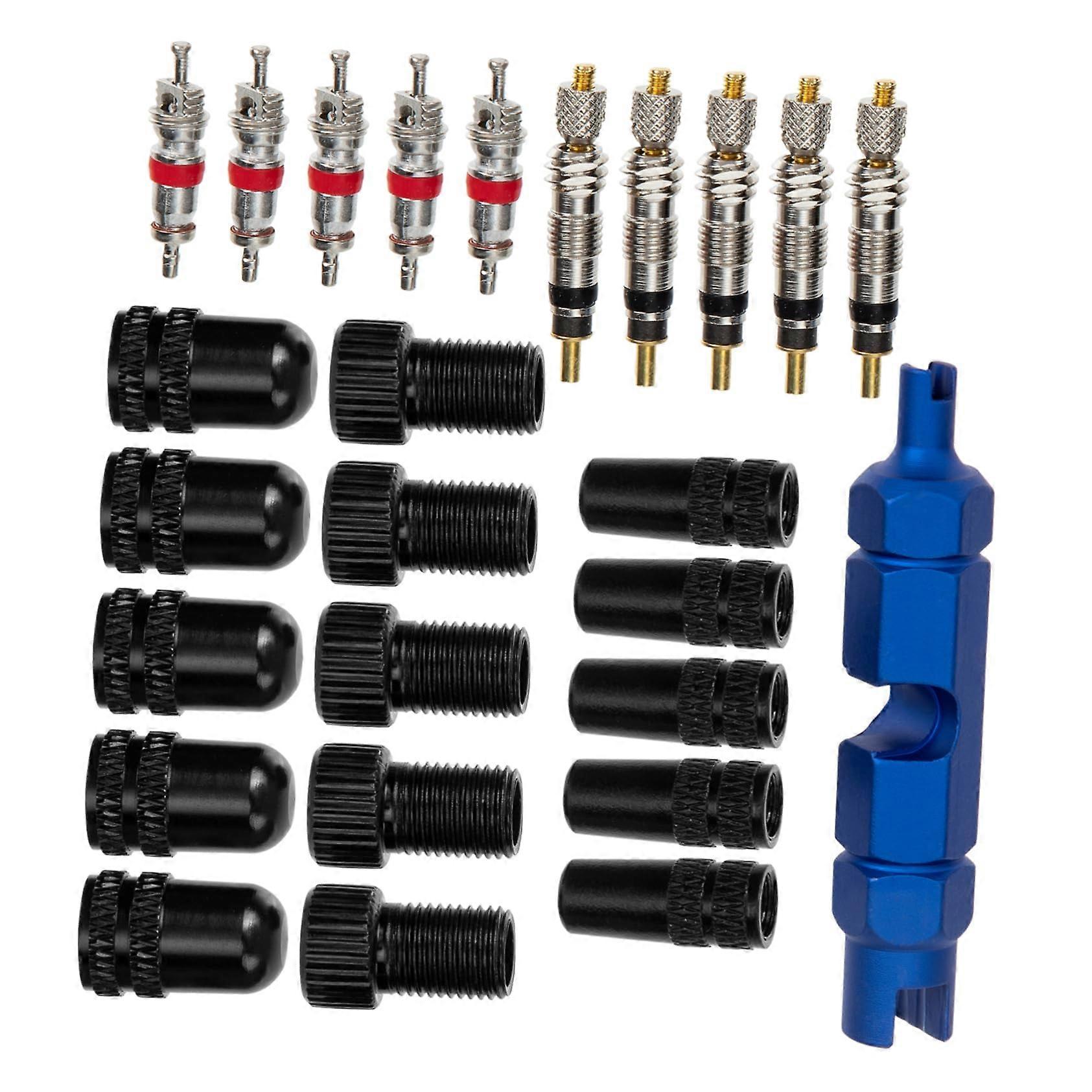 Valve Core Tool Cycle Kit For Bike Tire Valves Presta Schrader Core Removal Wrench Adapters Caps Protective Cover