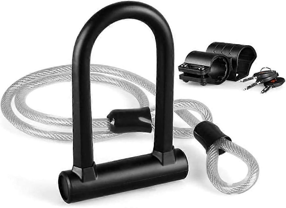 Bicycle Lock,BR-Vie Bike U-Lock with 1.2m Flex Steel Cable and Heavy Duty