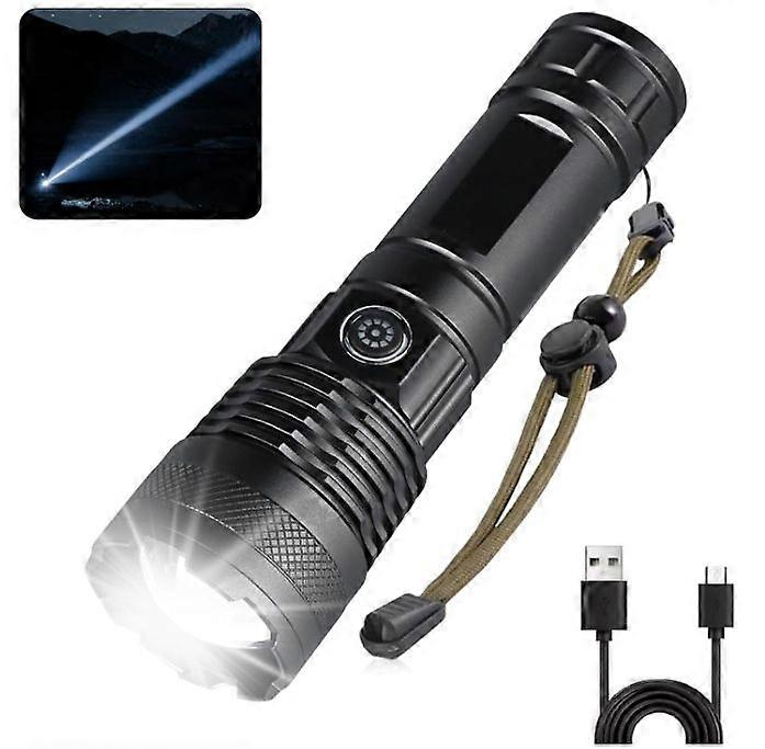 Led Flashlights High Lumens, 250000 Lumens Super Bright Tactical Flashlight, Handheld Powerful Flashlights for Emergencies, Camping, Hiking(Black)