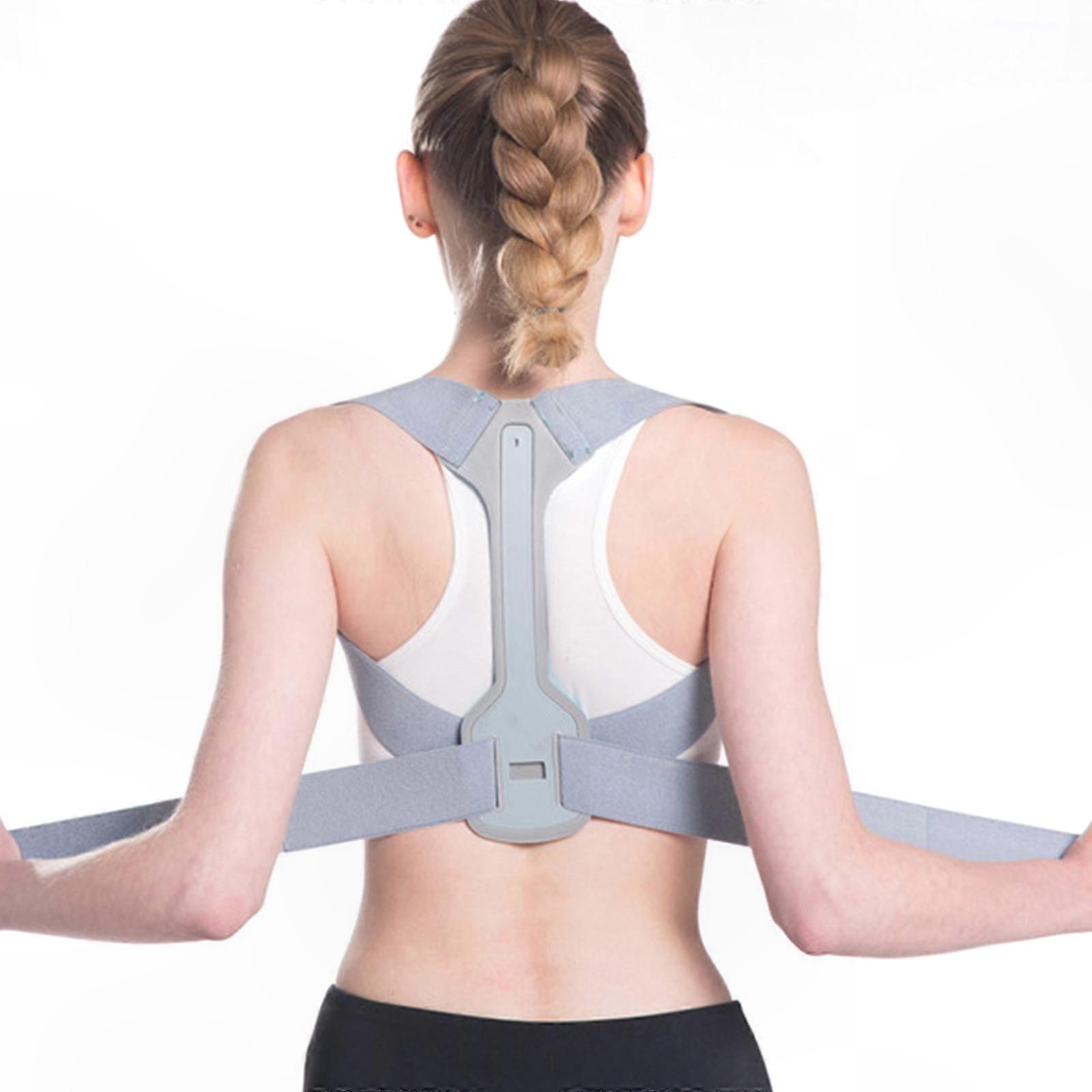Adjustable Posture Corrector for Men and Women, Clavicle Support to Prevent Slouching and Hunching, Gray-Blue, XL Size