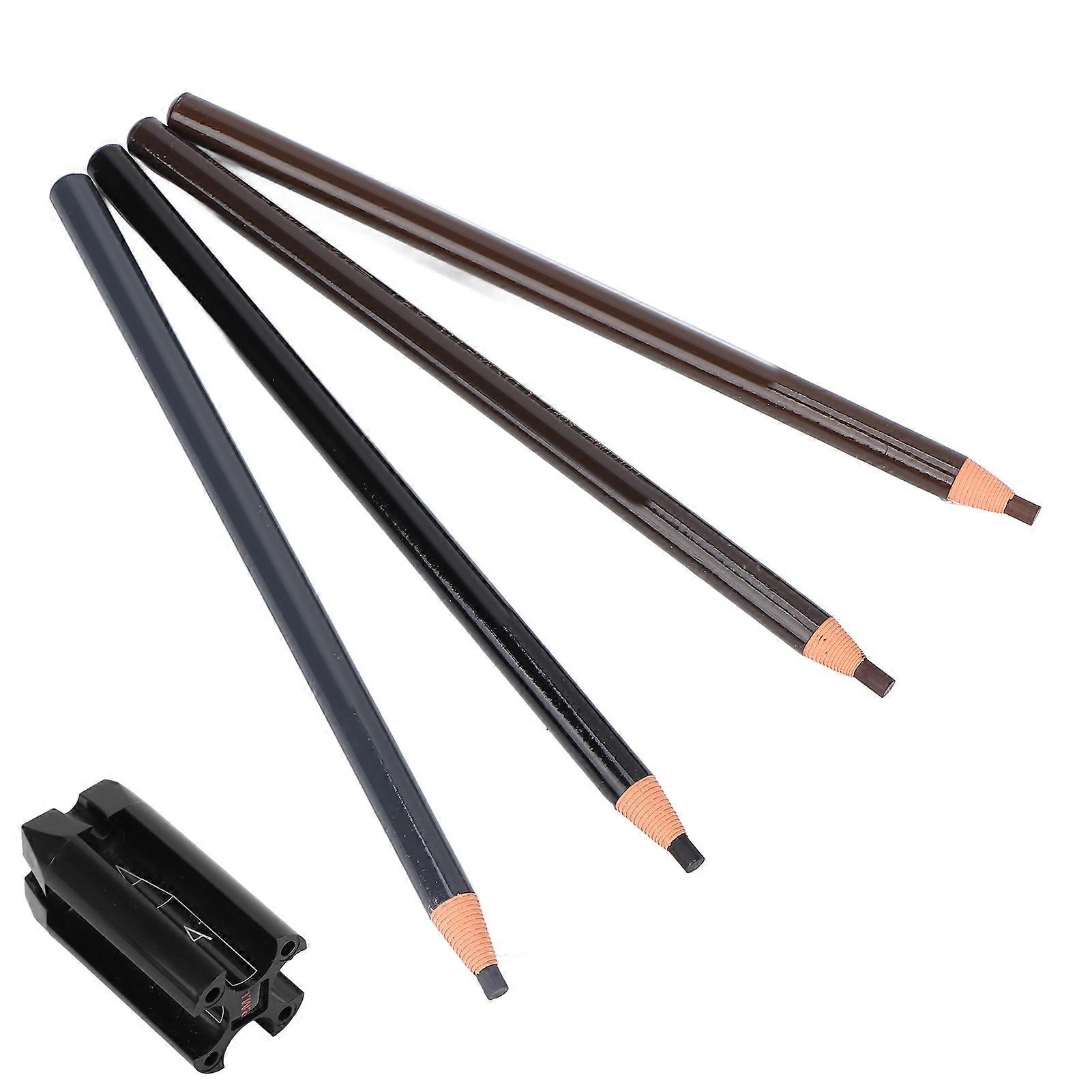 Microblading Eyebrow Pencil Set with Sharpener Black Gray Brown 18cm