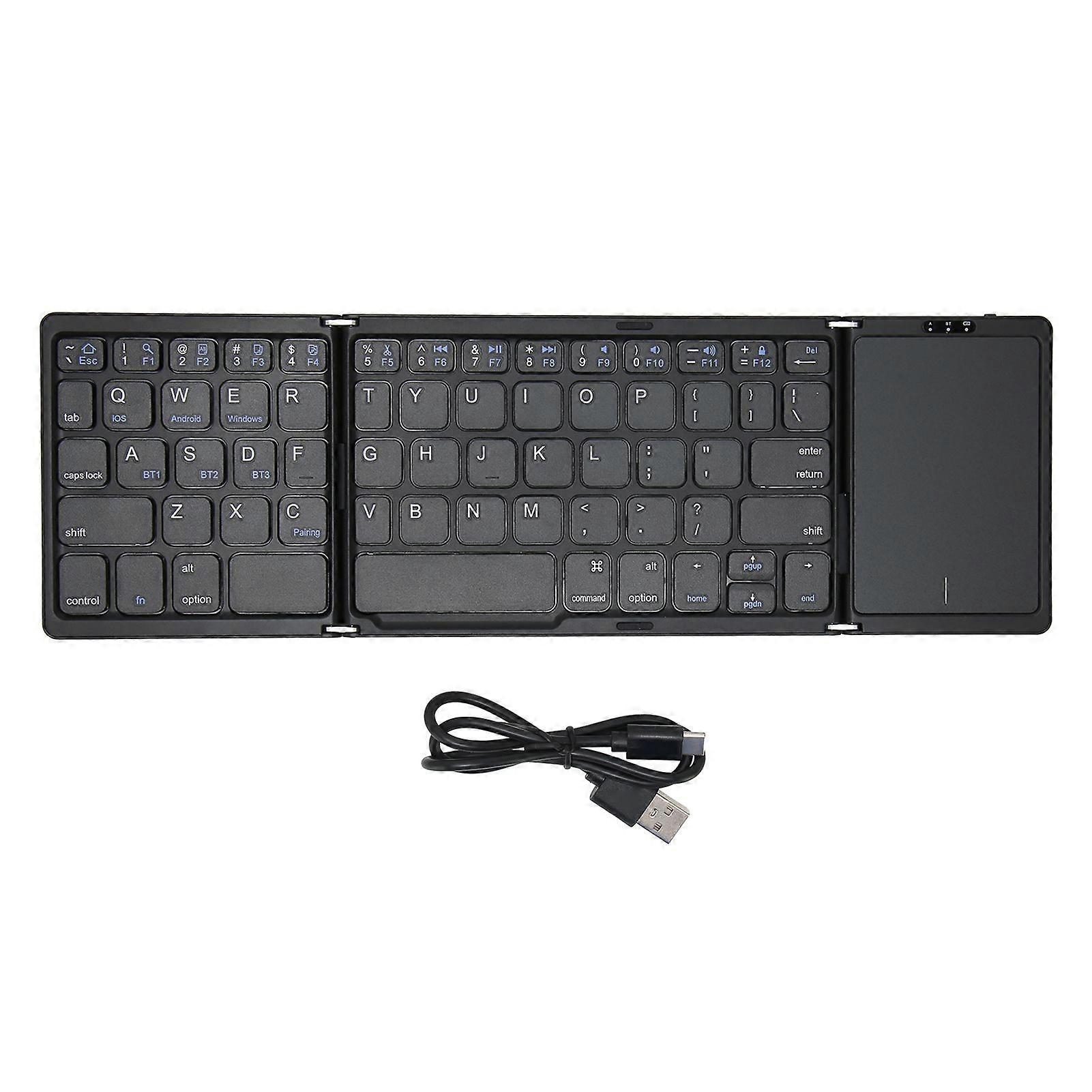Foldable Bluetooth Keyboard with Touchpad Full Size Support 3 Devices Rechargeable Portable Wireless Folding Keyboard