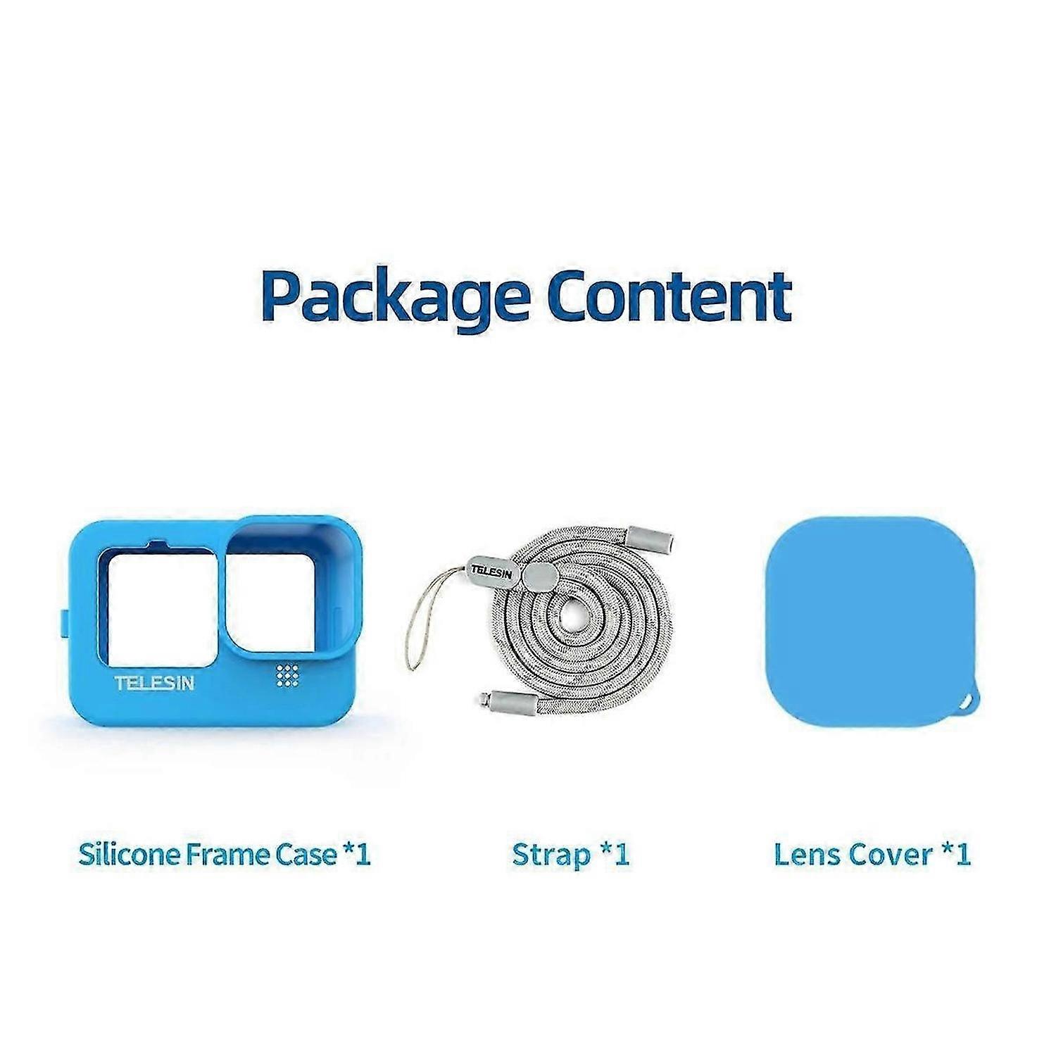 Soft Silicone Case for 9 10 11 12 Lens Cap Adjustable Hand Wrist Strap Sports Camera Accessories Blue