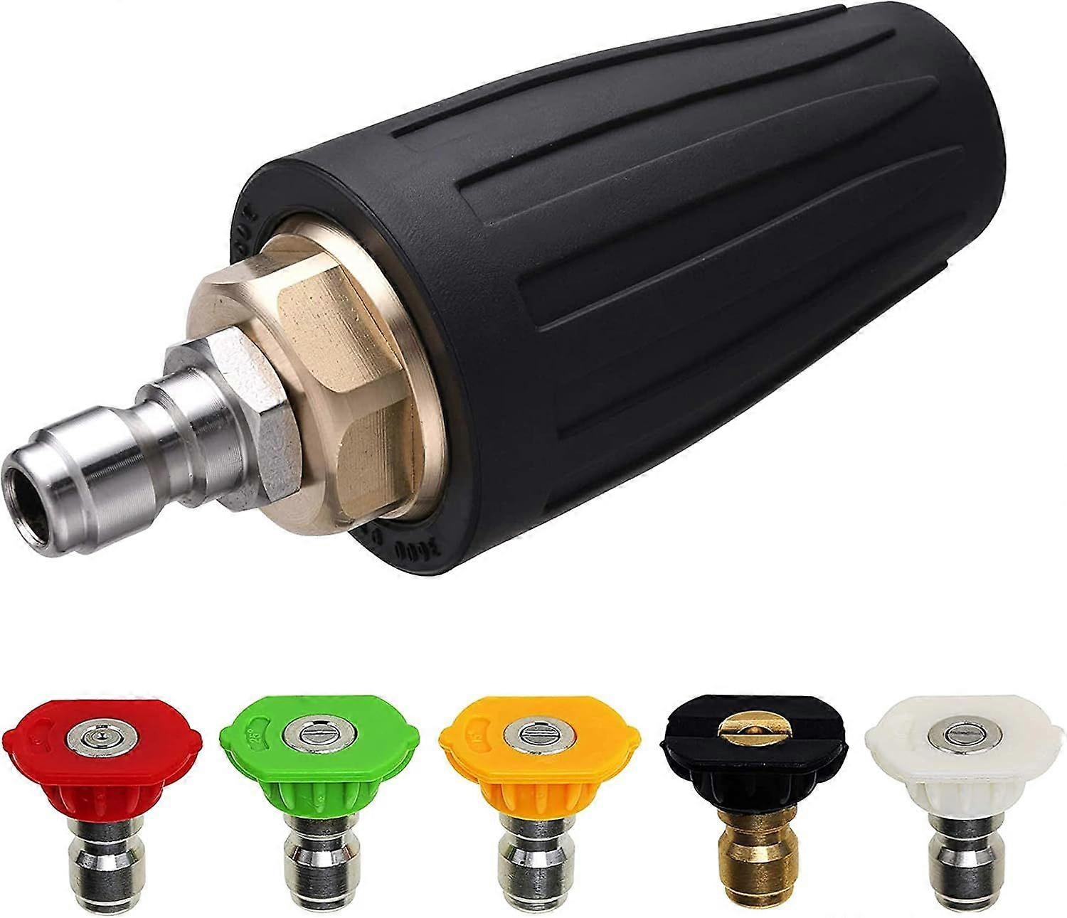 BR-Vie Turbo Nozzle for Pressure Washer, Rotating Nozzle and 5 Tips, 1/4" Quick