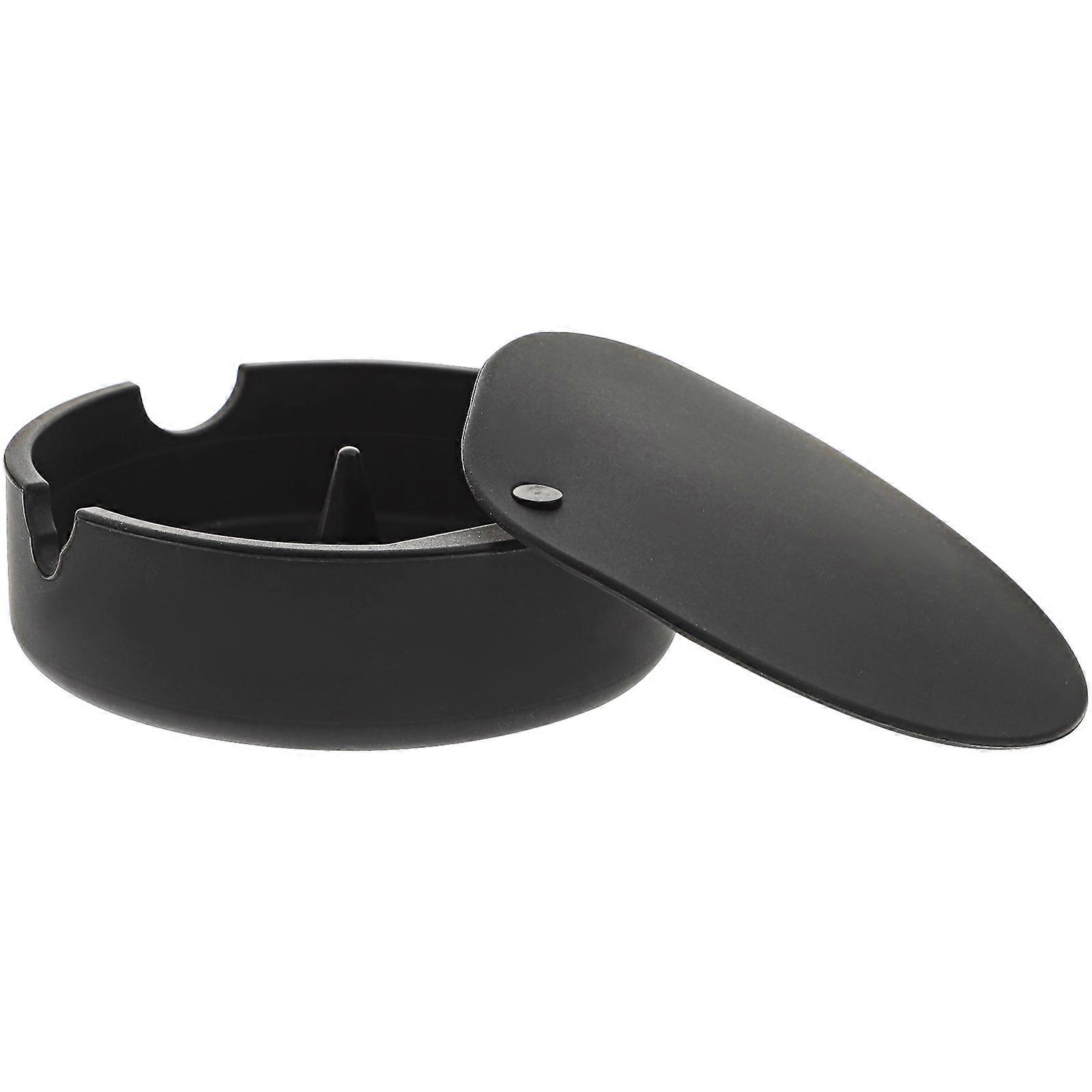3Pcs Black Silicone Ashtray for Storage Desktop Lidded Ashtray Set
