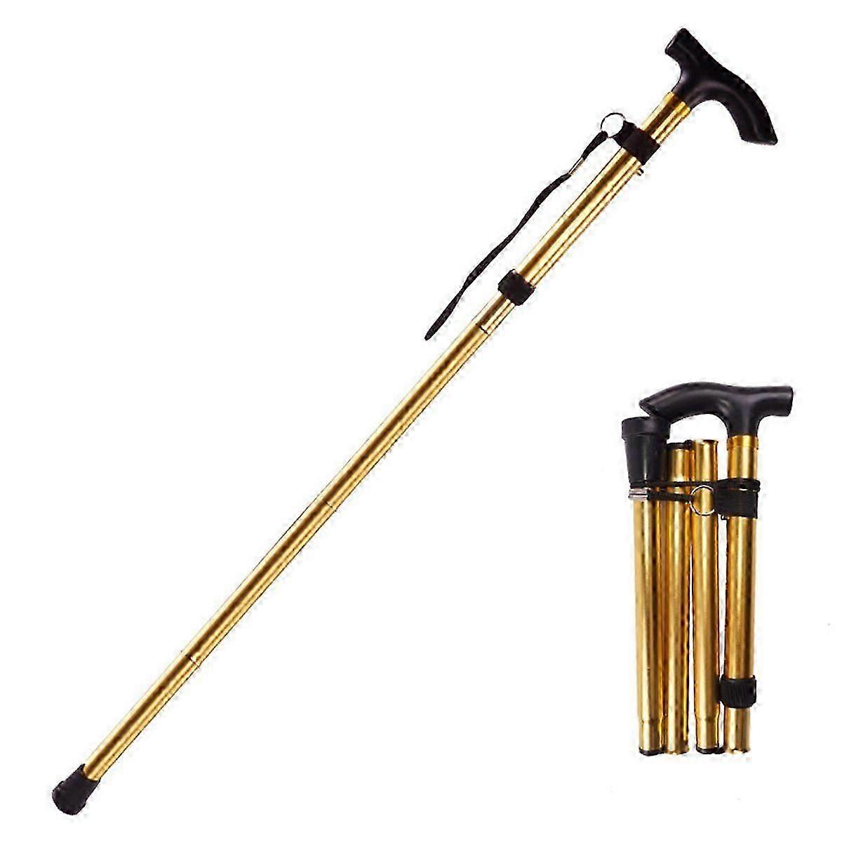 Folding Walking Cane, Lightweight with Wooden Handle for Mobility