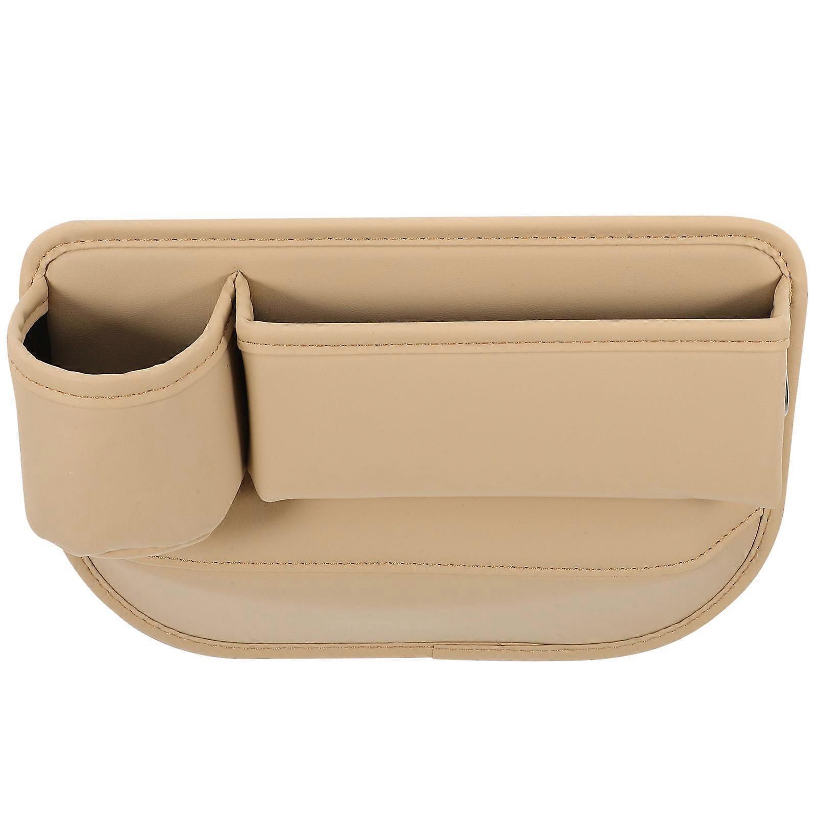 Car Gap Filler for Storage 2Pcs Beige Car Seat Side Organizer with PU Material
