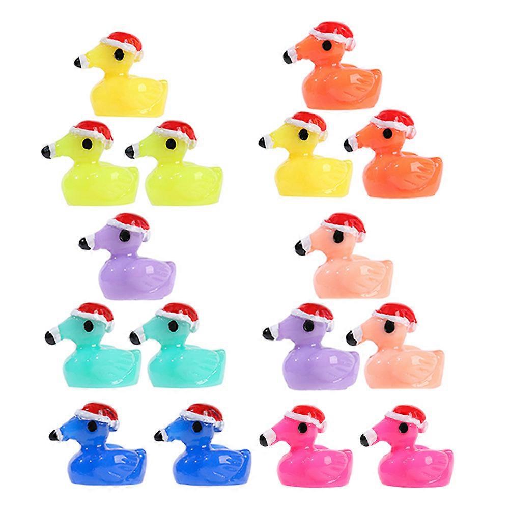 Miniature Flamingo Figurines Garden Decoration Assorted Color Resin Material for 2 Sets