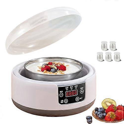 Yogurt Maker 1.2L Electric Yogurt Machine, Adjustable Temperature and Time, LCD Display, Includes 5 Glass Cups