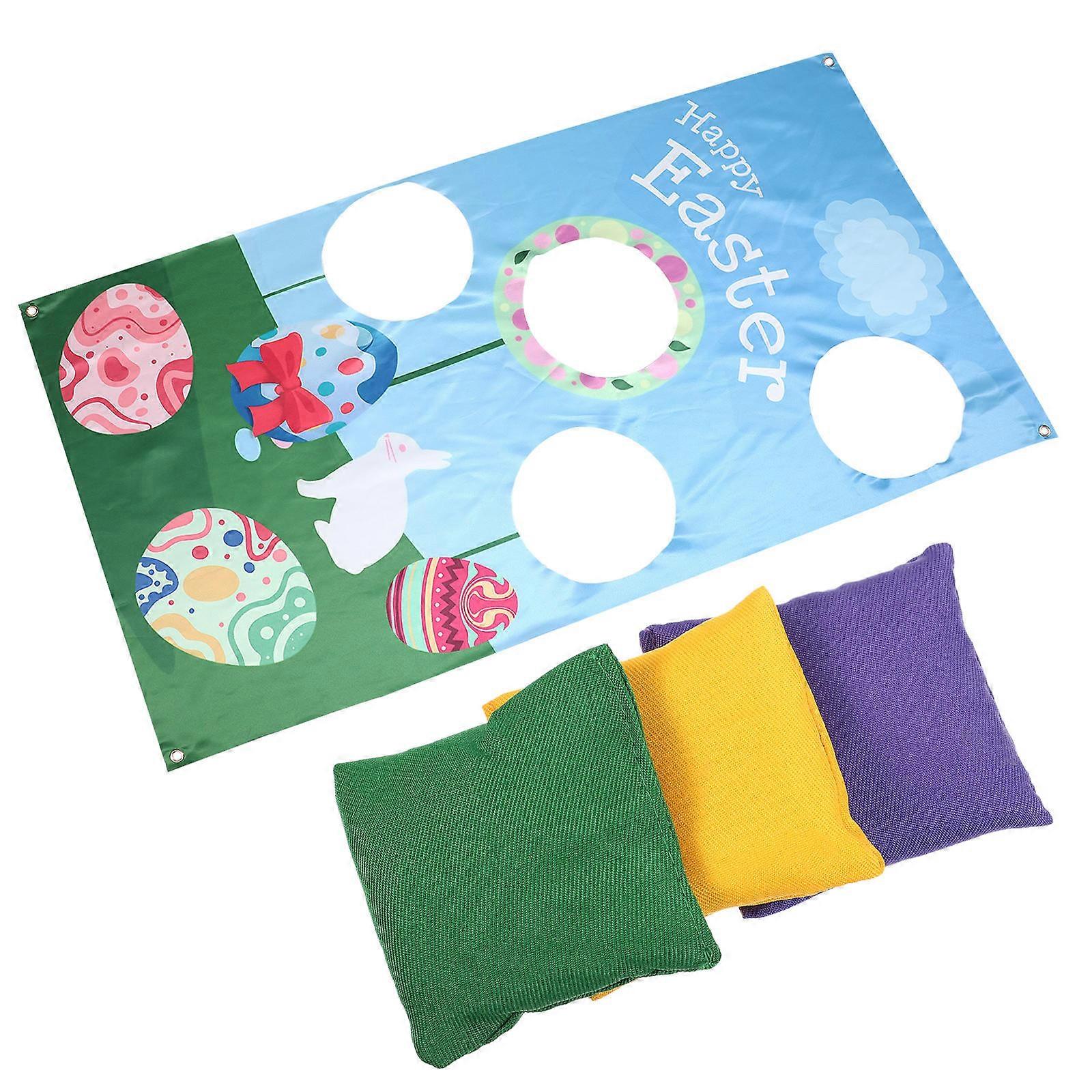 Easter Bean Bag Toss Game 1 Set Throwing Game Decorative Flag For Kids Fun During Easter Celebrations
