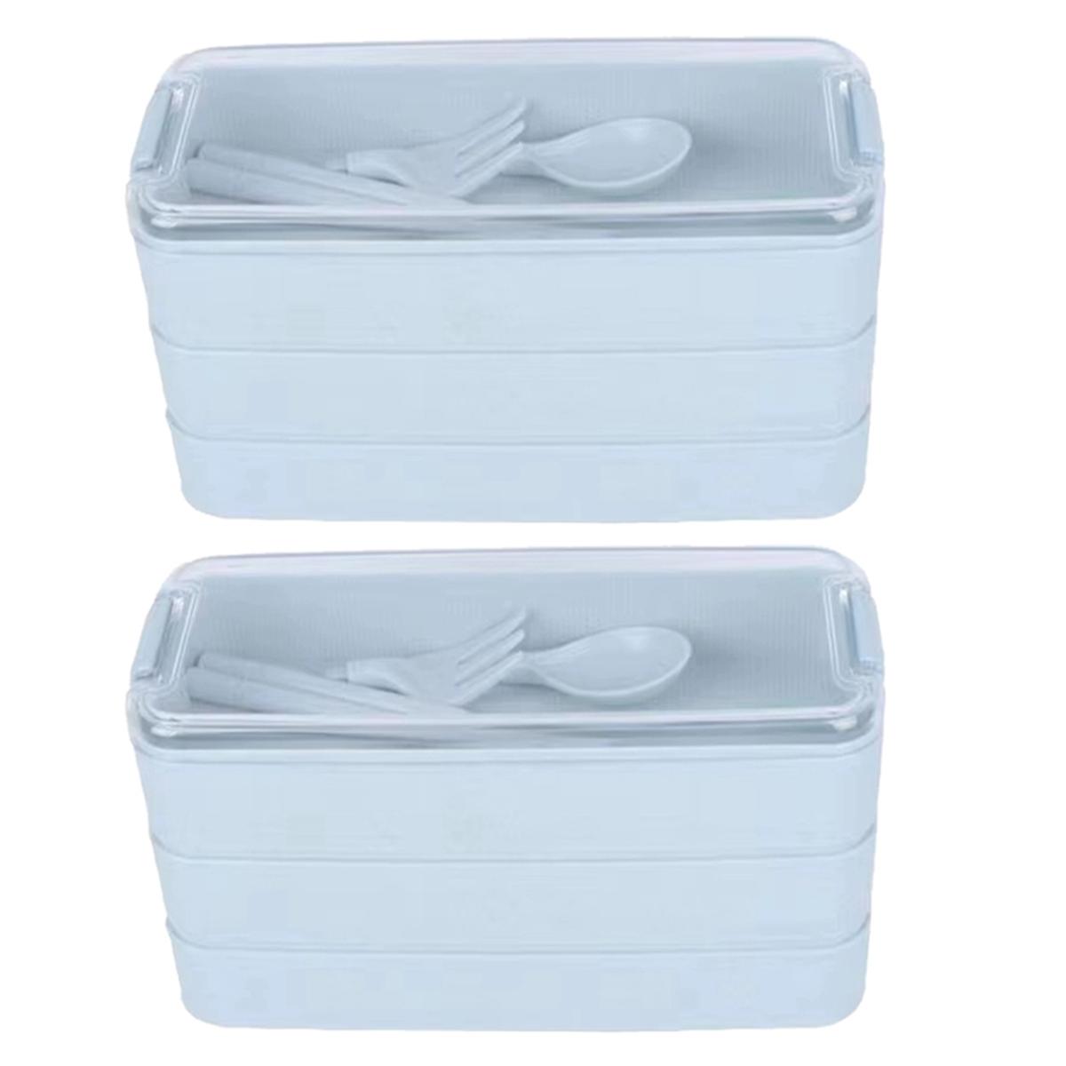 Outdoor Lunch Box Microwaveable with Fork & Spoon Blue