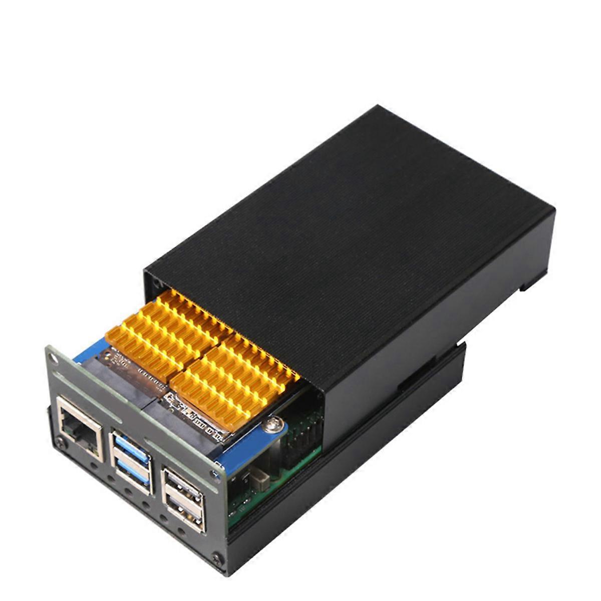 For 5 PCIE to M.2 Dual NVME SSD HAT+Case+SSD Heat Sink