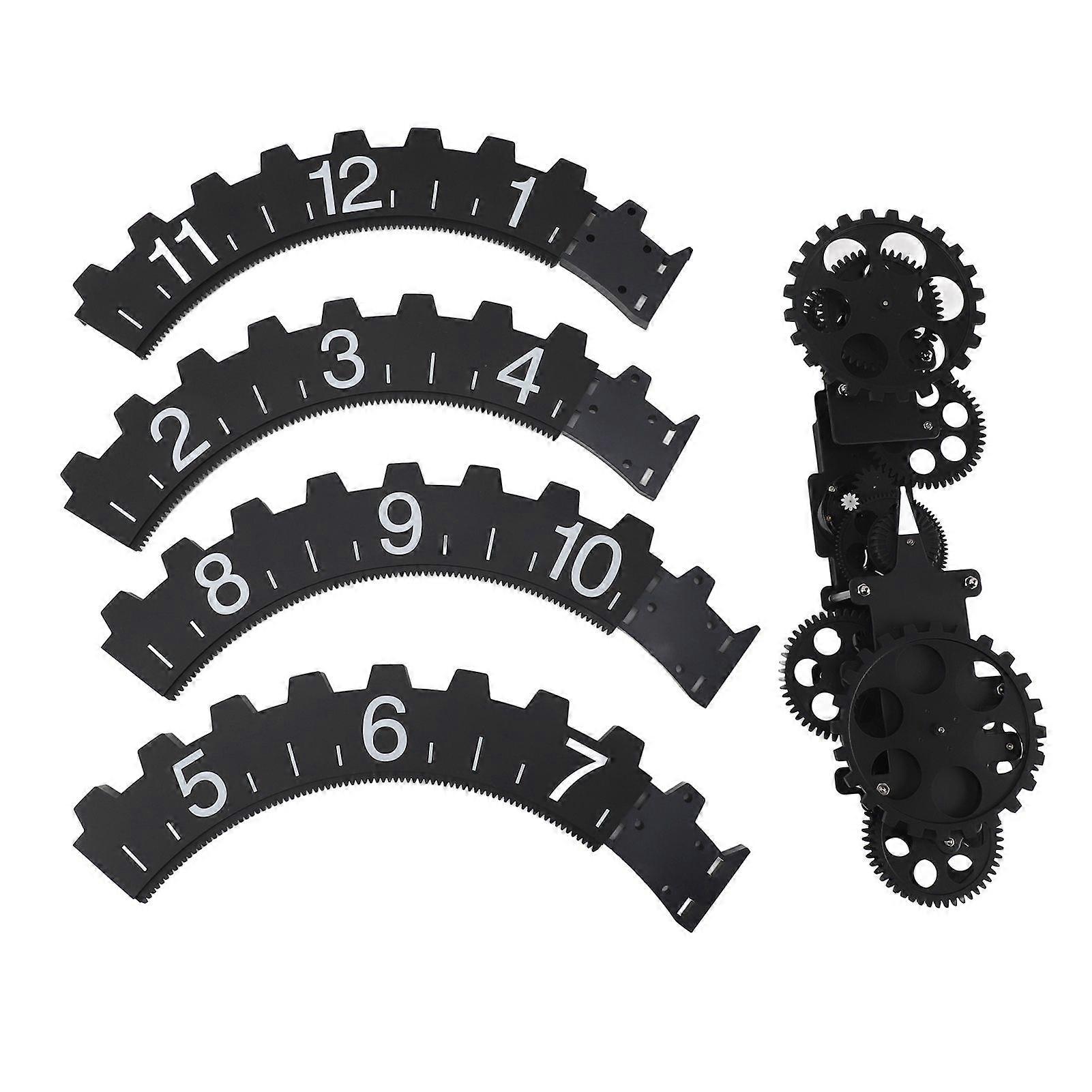 3D Moving Gear Clock Retro Large Hanging Gear Clock Rotary Mechanical Hour Wheel Wall Art Decorative Clock Black