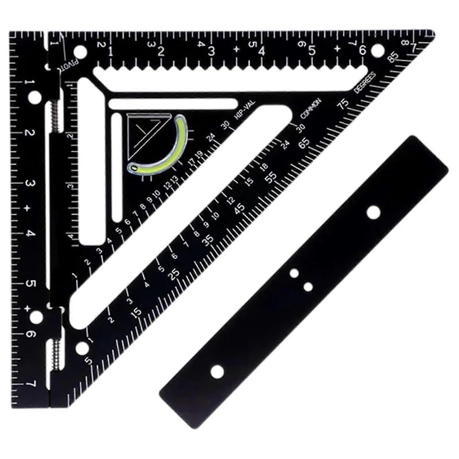 Innovative Adjustable Rafter Square Tool, High Precision Aluminum Alloy Triangle Ruler with Block, Compatible with Wuxinga 1ml