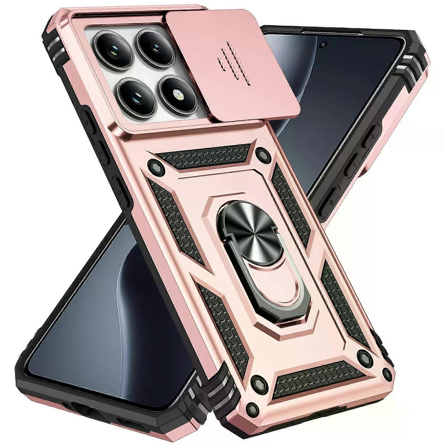 For Redmi Note 14 13 Pro 5G 4G Case Magnetic Ring Stand Rotating Slide Camera Lens Military Grade Armor Cover for Xiaomi 14T Pro