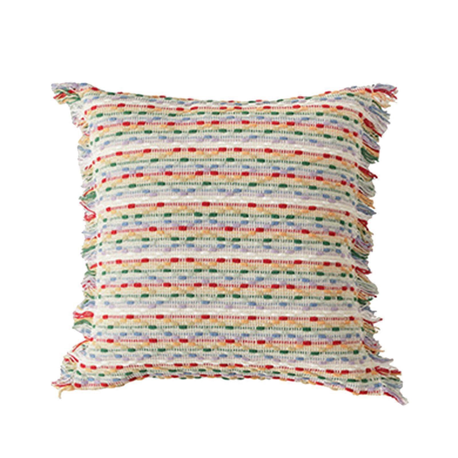 Pillows for Couch 17.7x17.7 Inch (45x45cm) Stripe Ruffle Cushion Covers, Multicolor, Hidden Zipper