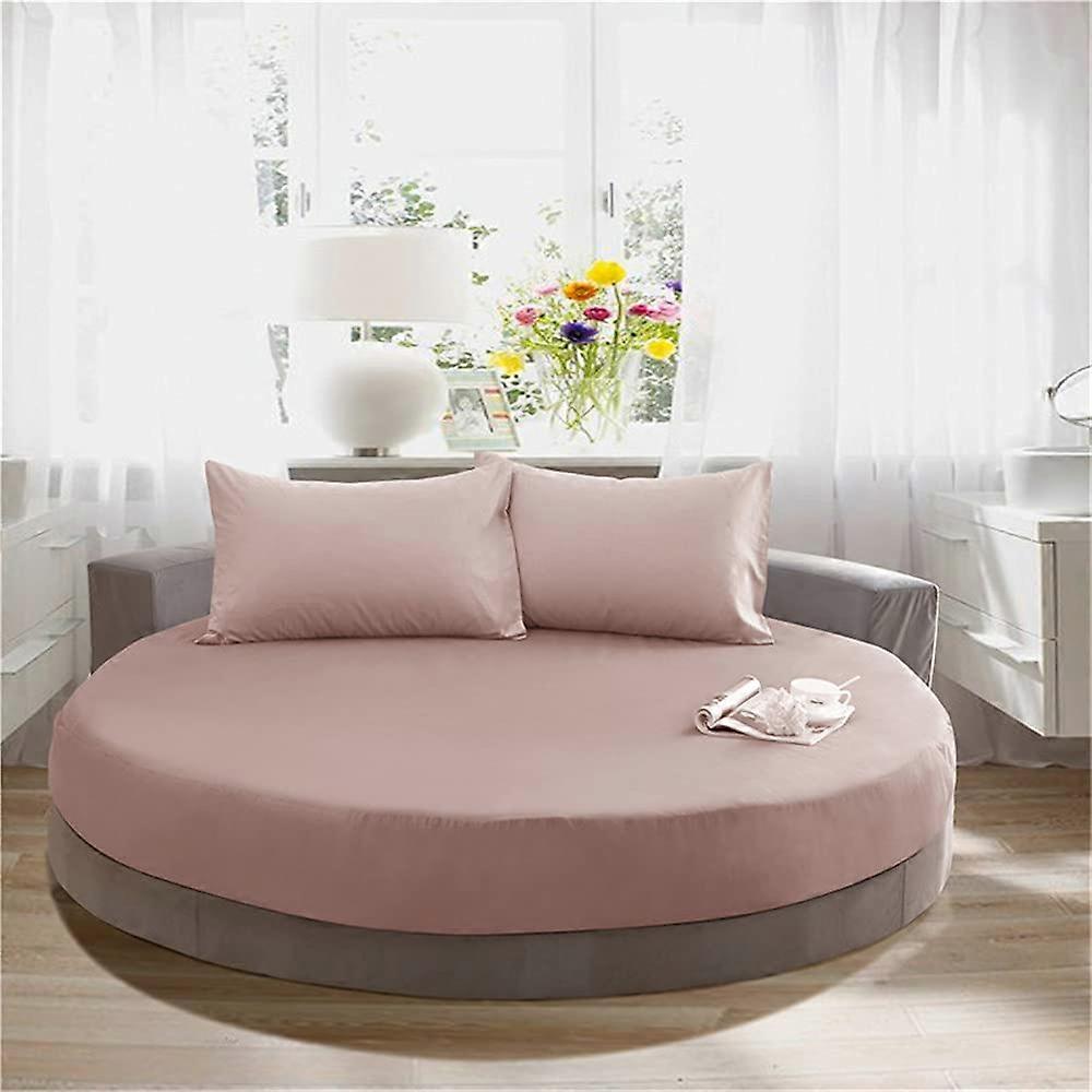 Solid Color Round Fitted Sheets 100% Cotton Fits Double King Single Beds Deep Pocket 25cm Coffee 180cm
