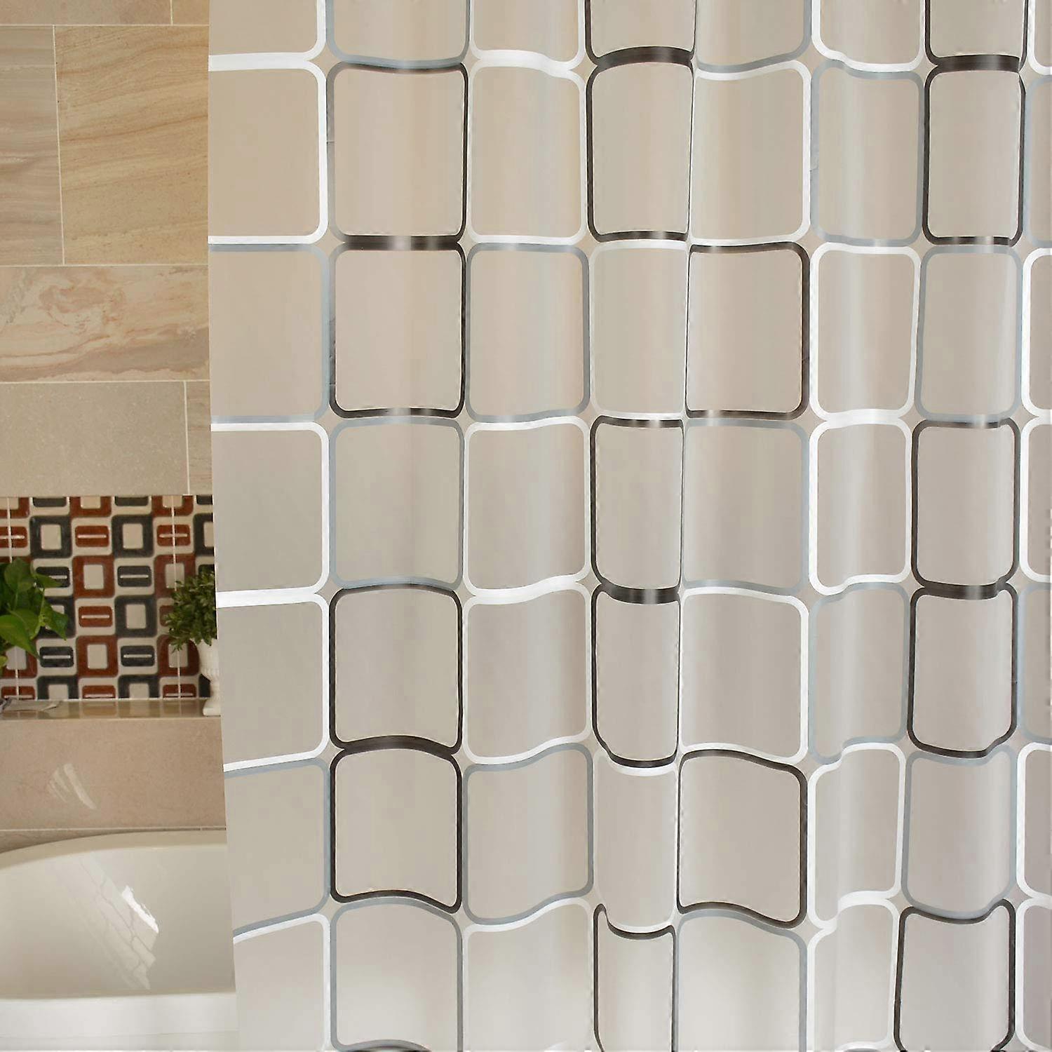 Shower Curtain Liner Waterproof Black And White Square Style With Matching Hooks