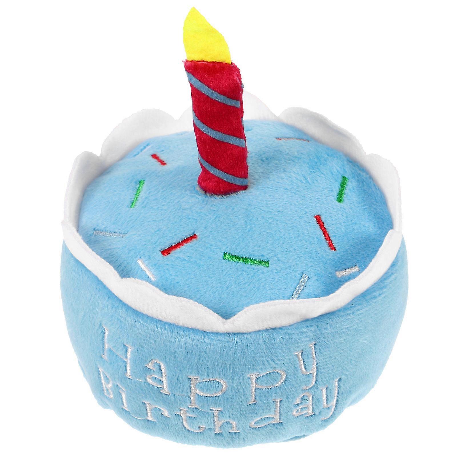 Squeaky Plush Dog Birthday Cake Toy for Chewing 4Pcs Pack