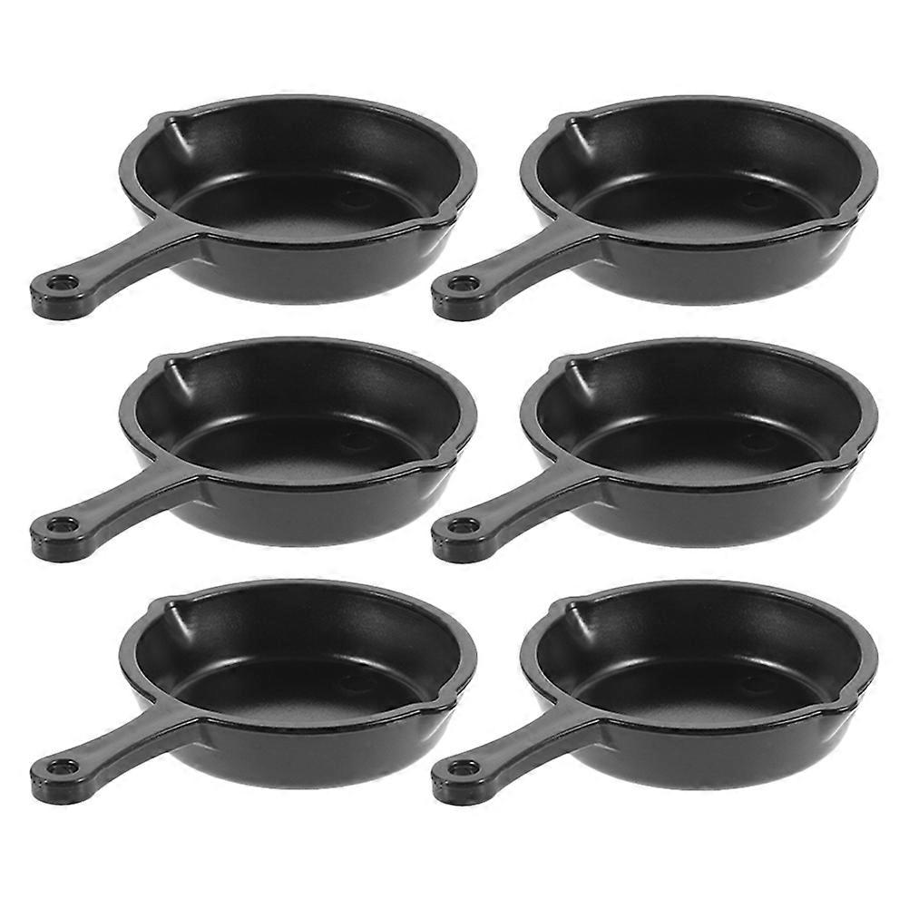 Tiny Frying Pan 6Pcs Miniature Cooking Toy Dollhouse Kitchens Realistic Design Black Durable
