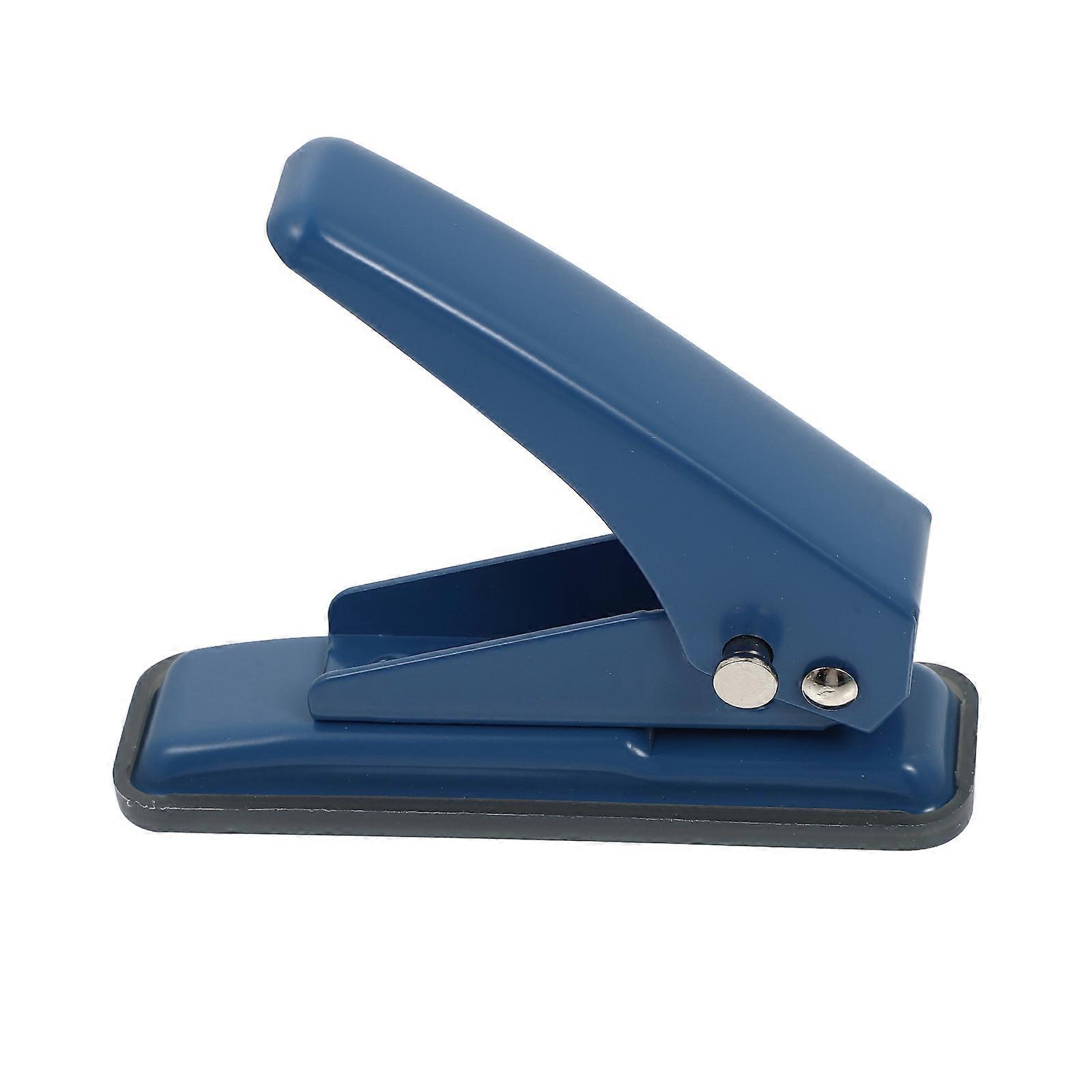 Round Hole Puncher Single Handheld Tool For DIY Handicrafts Home Office Use Blue Ergonomic Handle 1Pcs