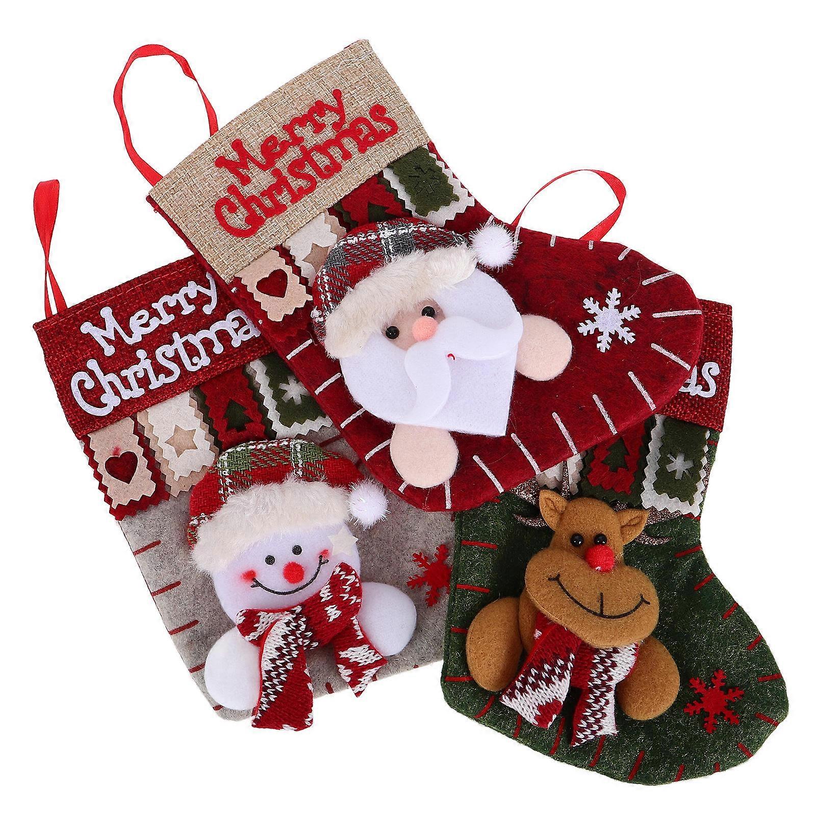 12 Pcs Classic Christmas Stockings Decorative Hanging Items For Home Multi Color Storage Solutions