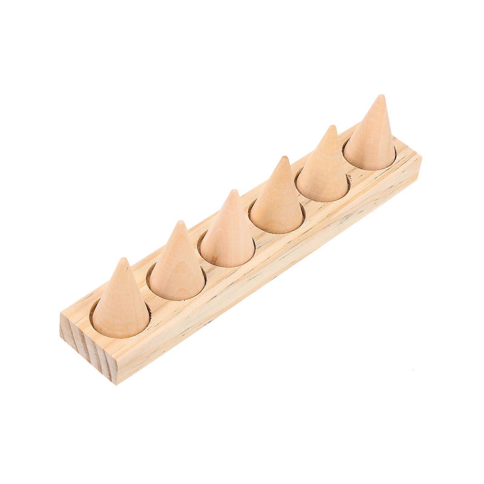 Wooden Ring Display Rack Cone Holder for Display 2Sets of Jewelry