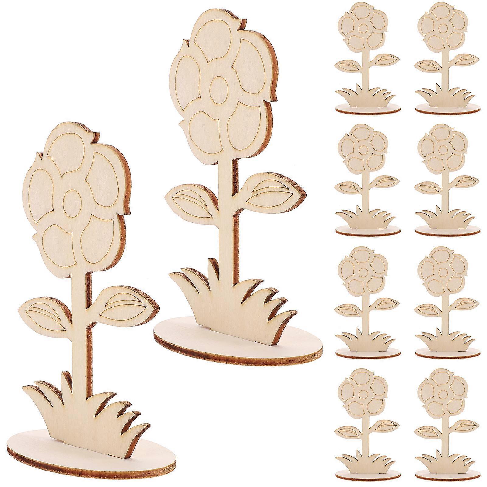 Flower Shape Wooden Flowers For Artware 36 Pcs Perfect For Tabletop Decoration And Other Occasions In Beige