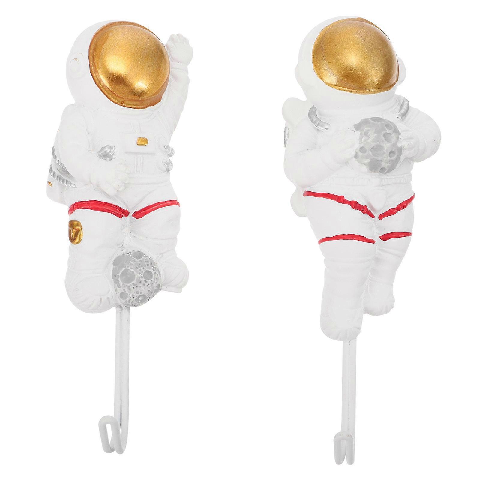 Wall Hooks for Coats Astronaut Shape Hooks Kitchen Easy to Use 8.5X3.5X1CM Punch-Free Hook 2Pcs