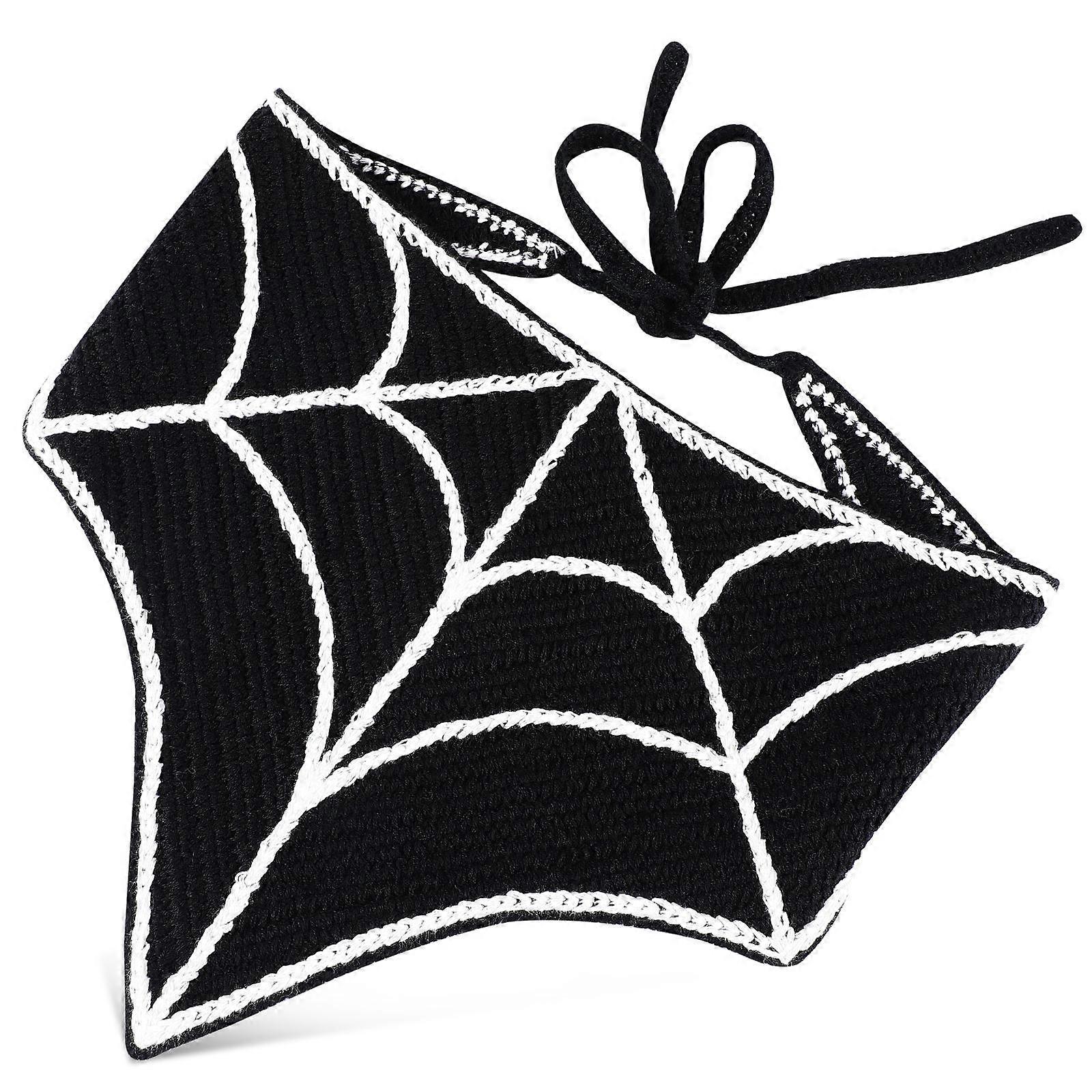 Black Spider Web Halloween Headband Bandana Tie 4Pcs for Party Use