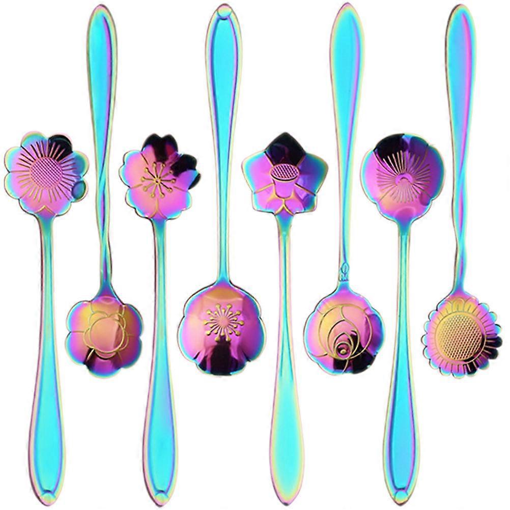 8Pcs Elegant Flower Shape Stirrer for Cooking Enthusiasts in Multi Color Designed for Drink Mixing