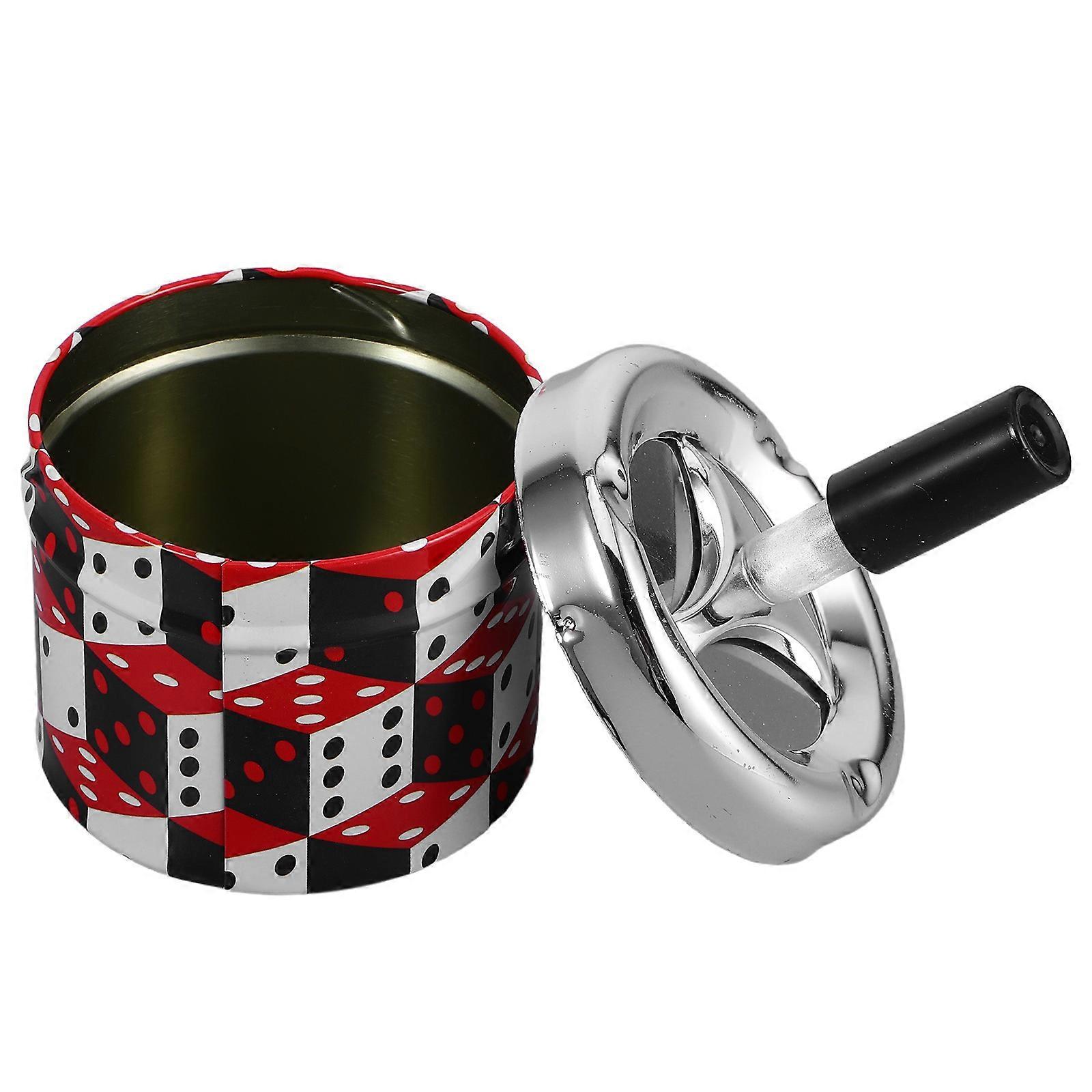 Metal Tray With Lid Automatic Extinguishing Ashtray Home Use Travel Souvenir 4.9×3.5×3.1in Prevents Scattered Butts 1Pack