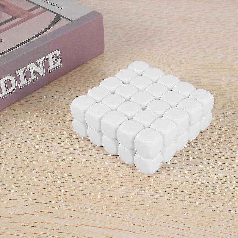 50 Pack 16MM Blank White Dice Set Acrylic D6 for Game,Party,Fun,DIY