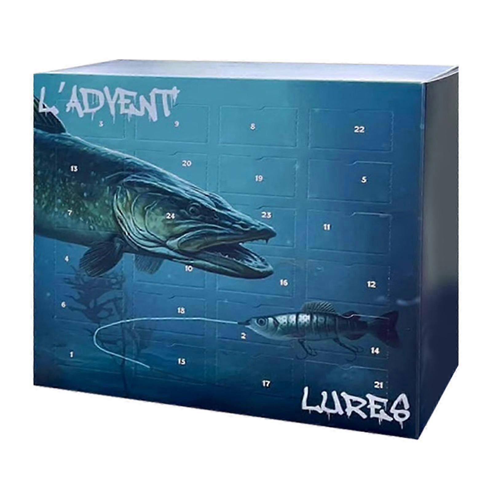 לוח שנה לדיג, לוח שנה לספירה לאחור של 24 ימים לחג המולד, פיתיונות דיג, סט ציוד דיג, מתנה לאבא