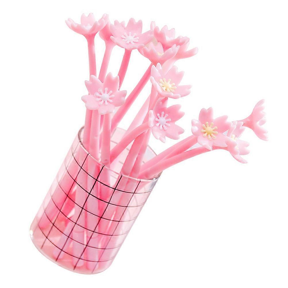Cute Gel Ink Pens Set With Lovely Flower Pattern For Daily Use In Pink Color 10Pcs