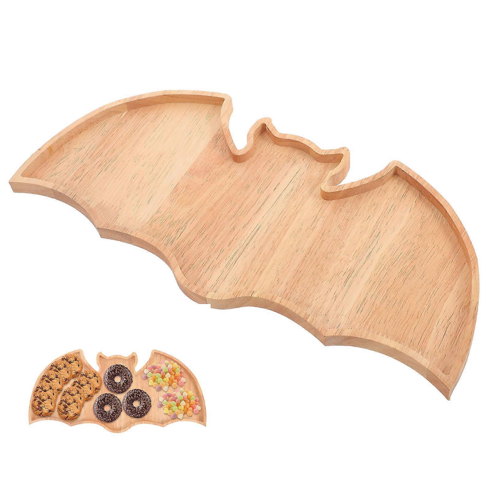 5Pcs Halloween Serving Plate Bat Shape Wood Plate for Storage