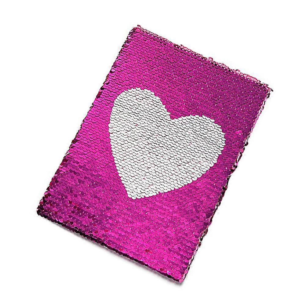 Rosy Color Sequin Notebook for Writing Use 2Pcs Heart Diary Notepad