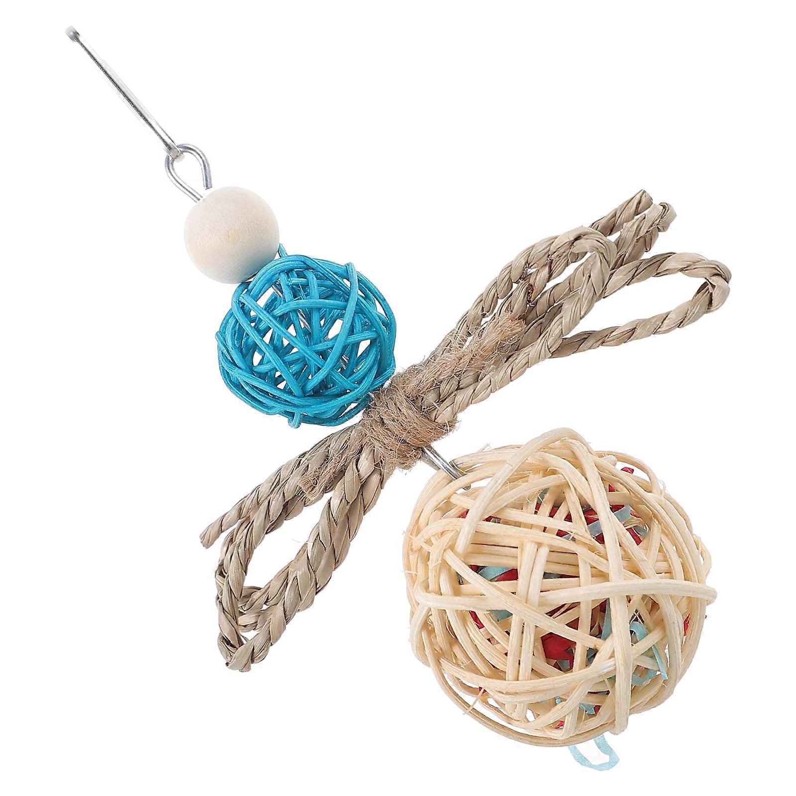 Chew Toy Rattan Ball Foraging Hanging Indoor Play Rabbit 4.3X1.8X5.5in 1 Set