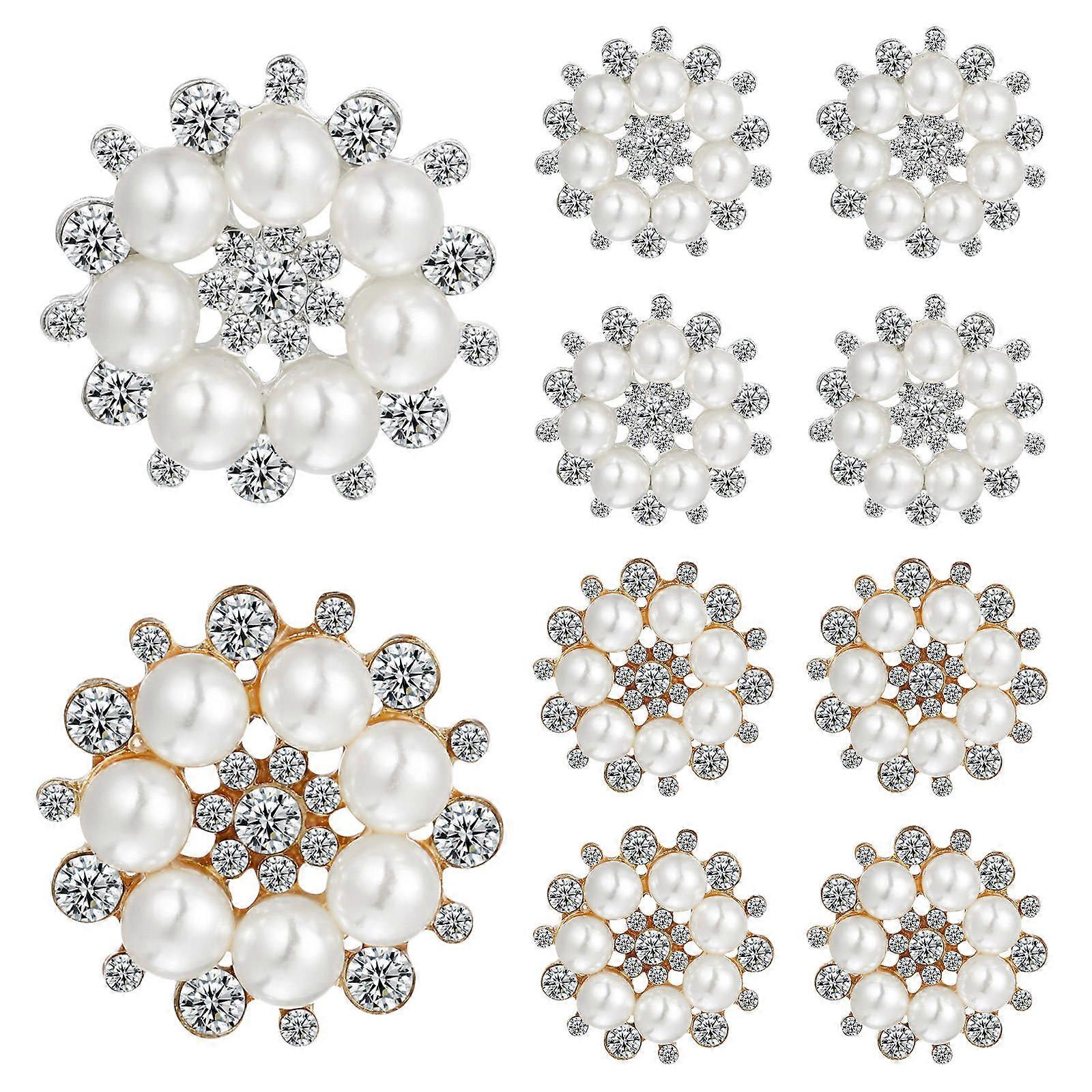 Flower Buttons Rhinestone Pearls for DIY Craft Use 80Pcs Embellishments
