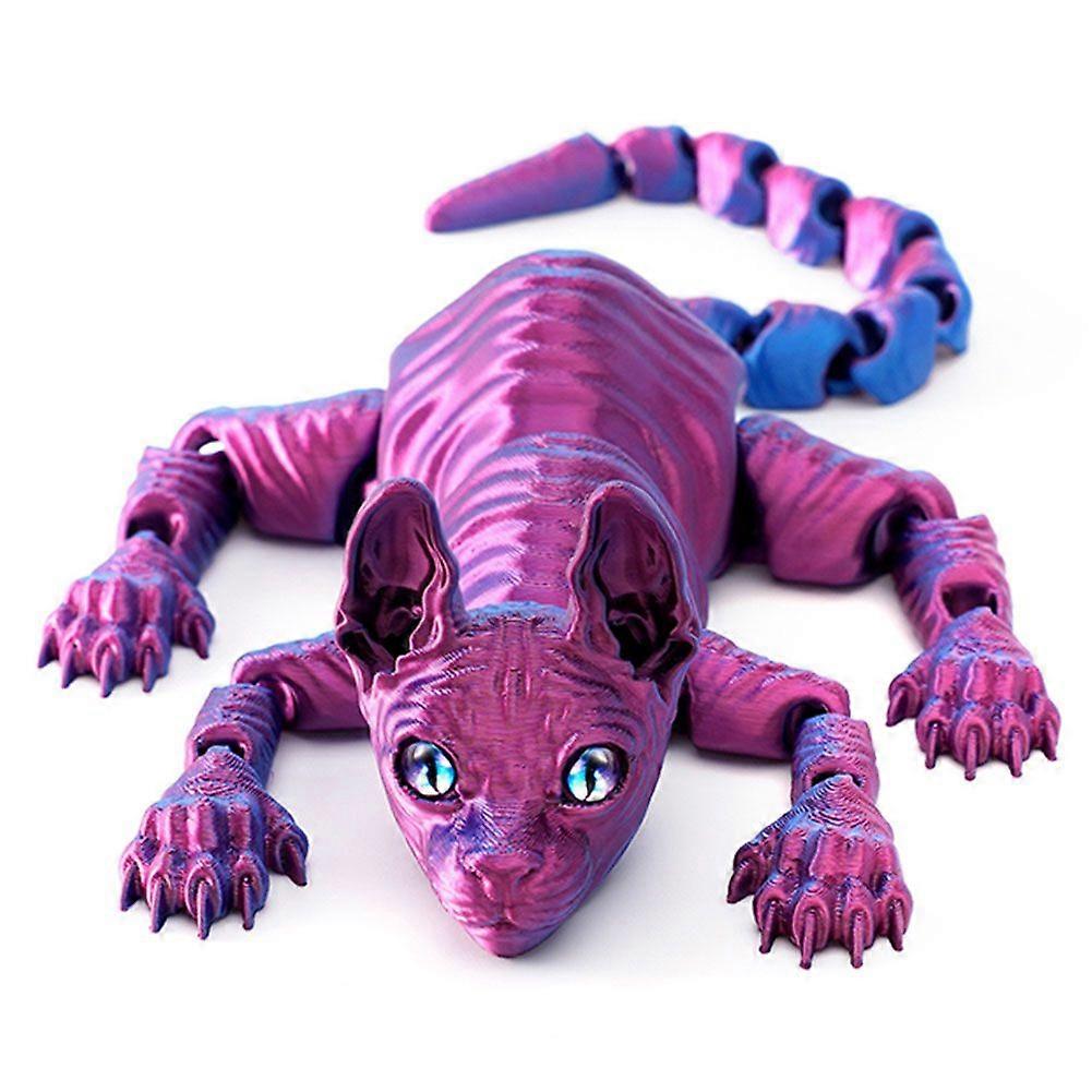 3d Printed Sphynx Cat Figurine For Desk 3D Printed Animals with Flexible Articulated Joints, for Desktop Bookshelf Decor