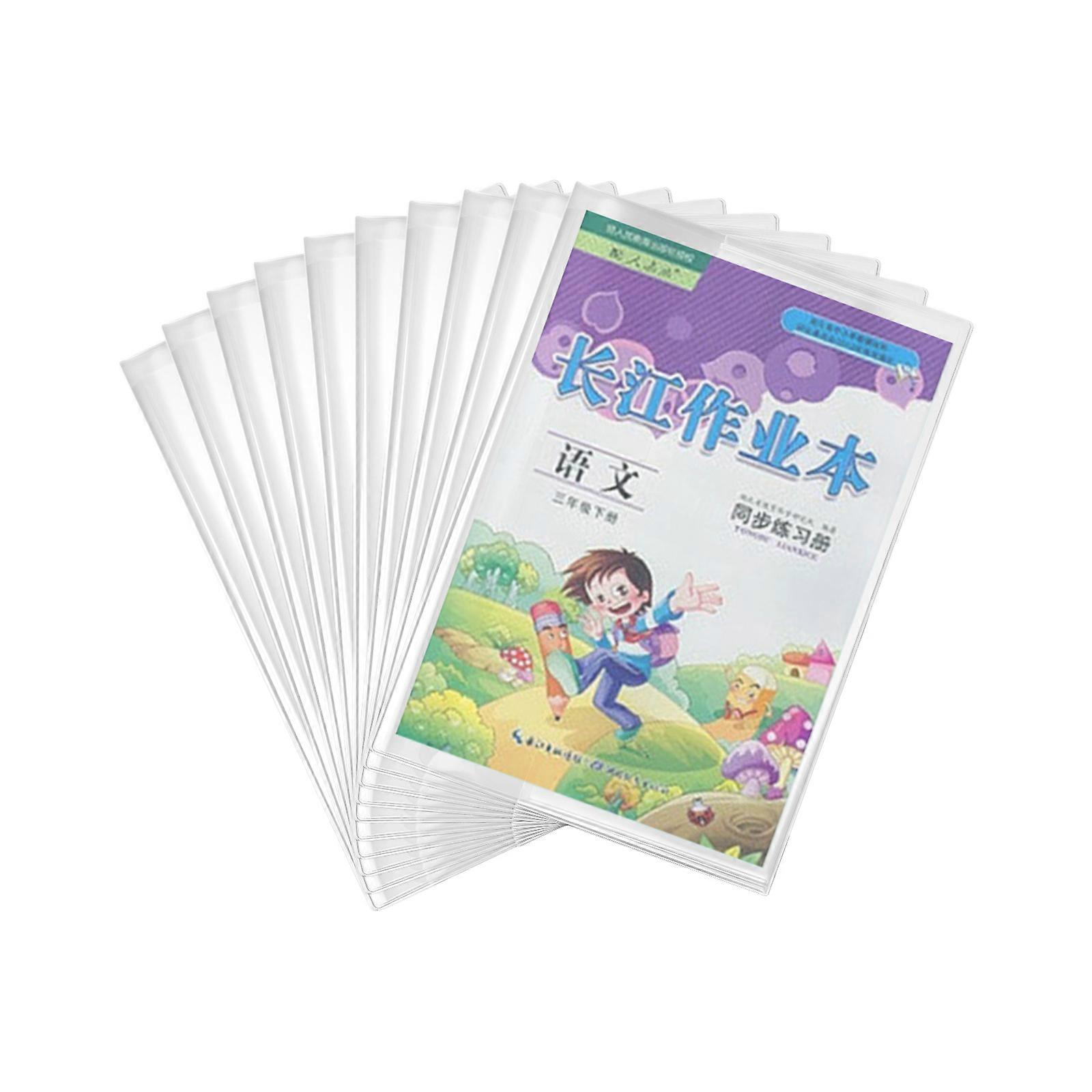 10PCS School Book Protection Covers Clear Recyclable PP Sheets Flexible Sizing Tearproof Classroom Essential Multicolor