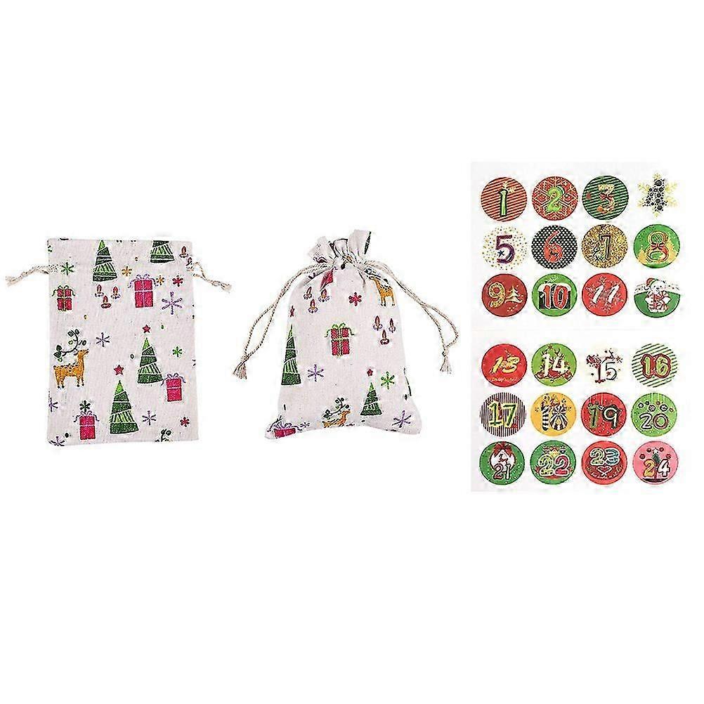Christmas Countdown Calendar Pouch Set for Storage Use 51Pcs